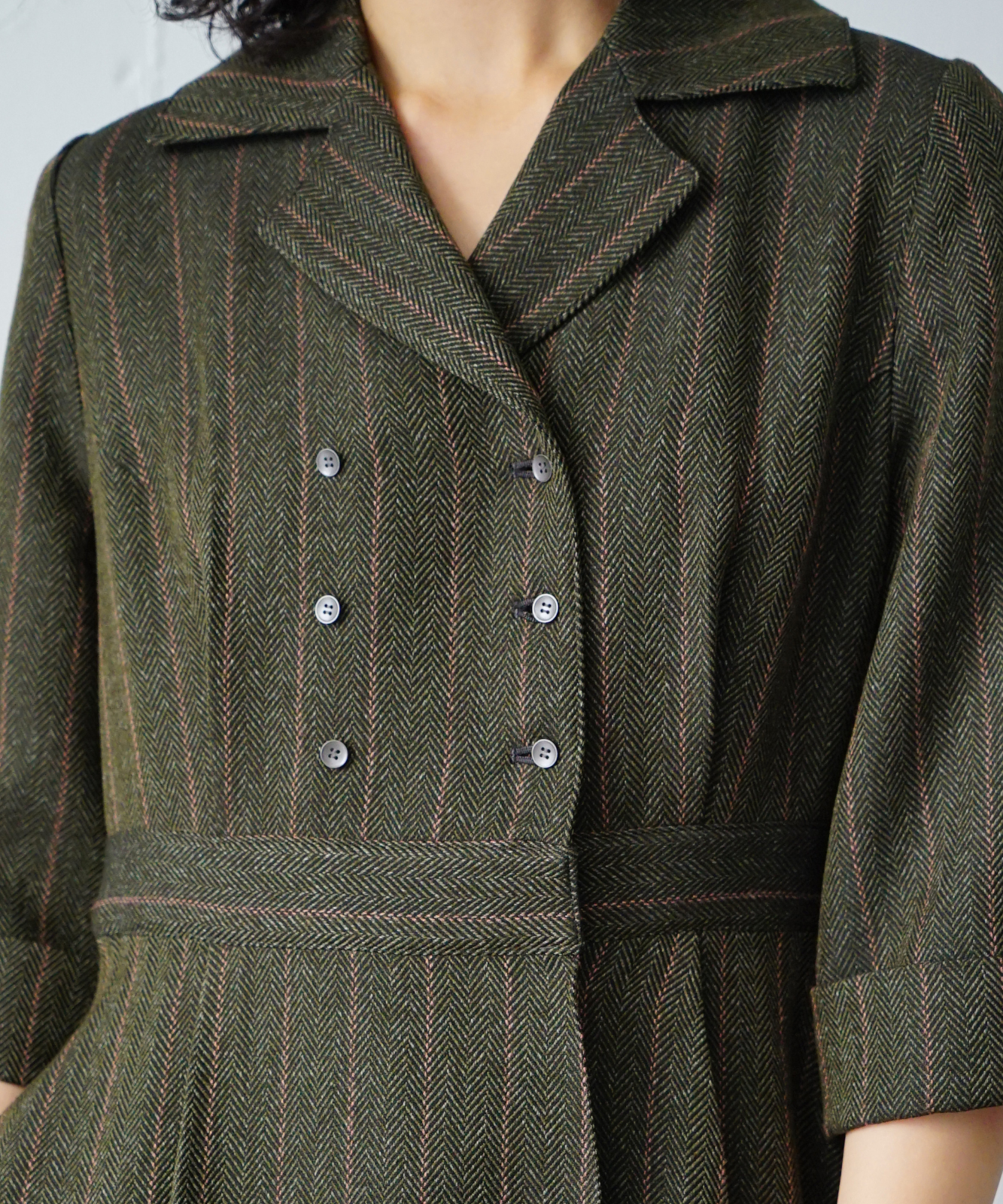 ≪予約販売≫open collar herringbone one piece(オープンカラーヘリンボーンワンピース)≪2023年7月7日13:00販売開始≫≪2023年9月下旬発送予定≫