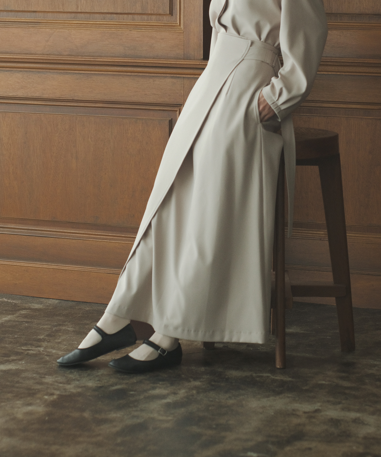 ≪在庫販売≫double face satin skirt(ダブルフェイスサテンスカート)