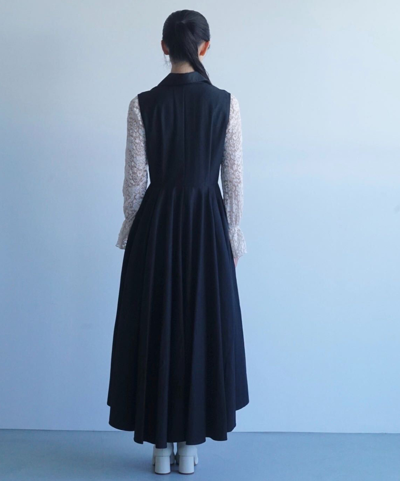 ≪在庫販売≫【THE DRESS #23】no sleeve open collar dress(ノースリーブオープンカラードレス)