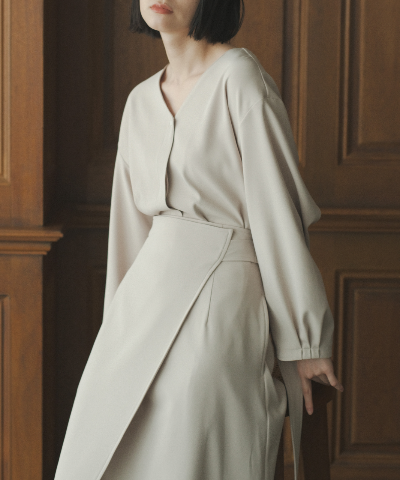 ≪在庫販売≫double face satin skirt(ダブルフェイスサテンスカート)