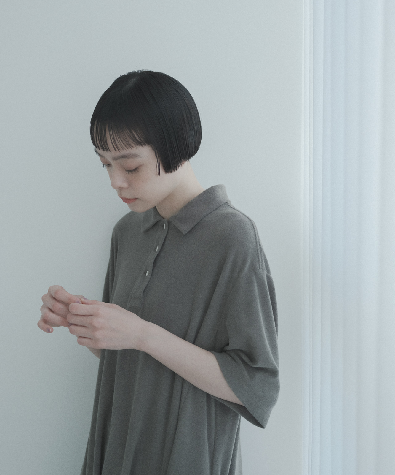 ≪在庫販売≫polo collar pile one piece(ポロカラーパイルワンピース)≪2023年8月2日19:00販売開始≫