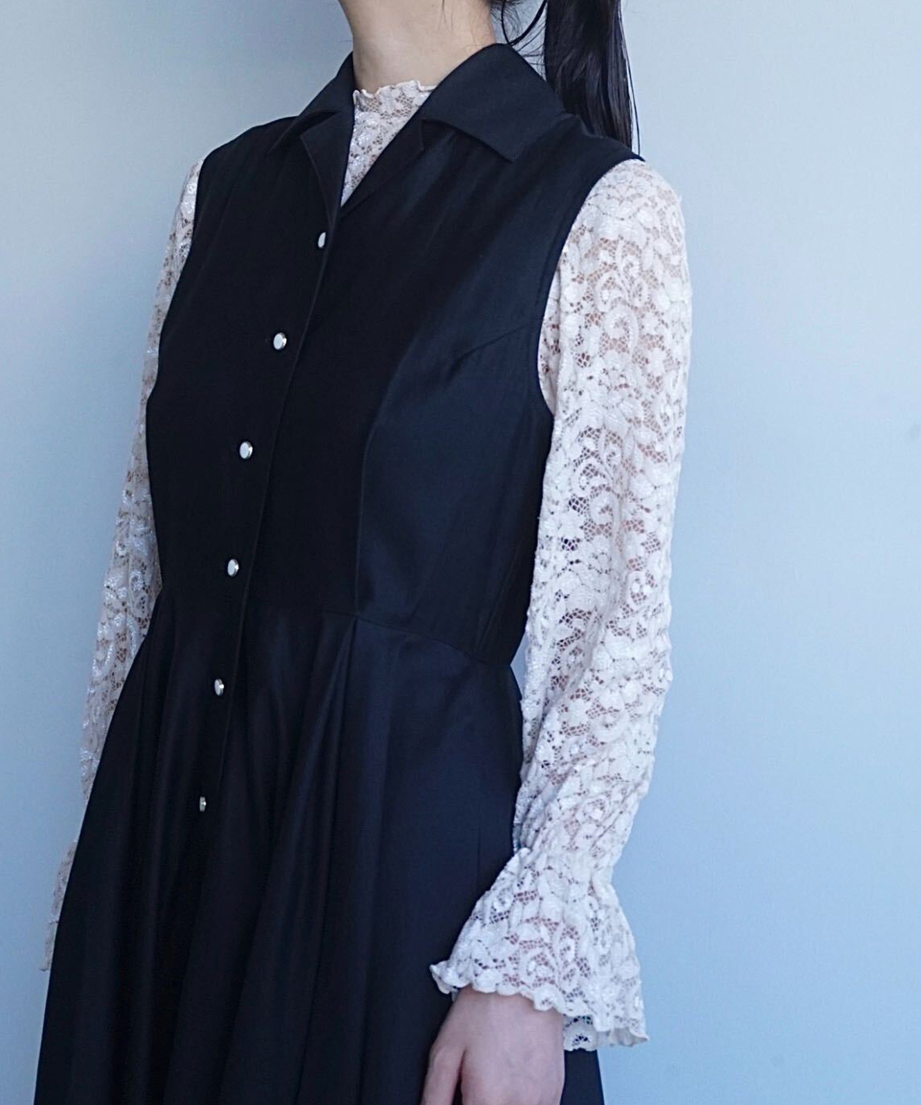 ≪在庫販売≫【THE DRESS #23】no sleeve open collar dress(ノースリーブオープンカラードレス)