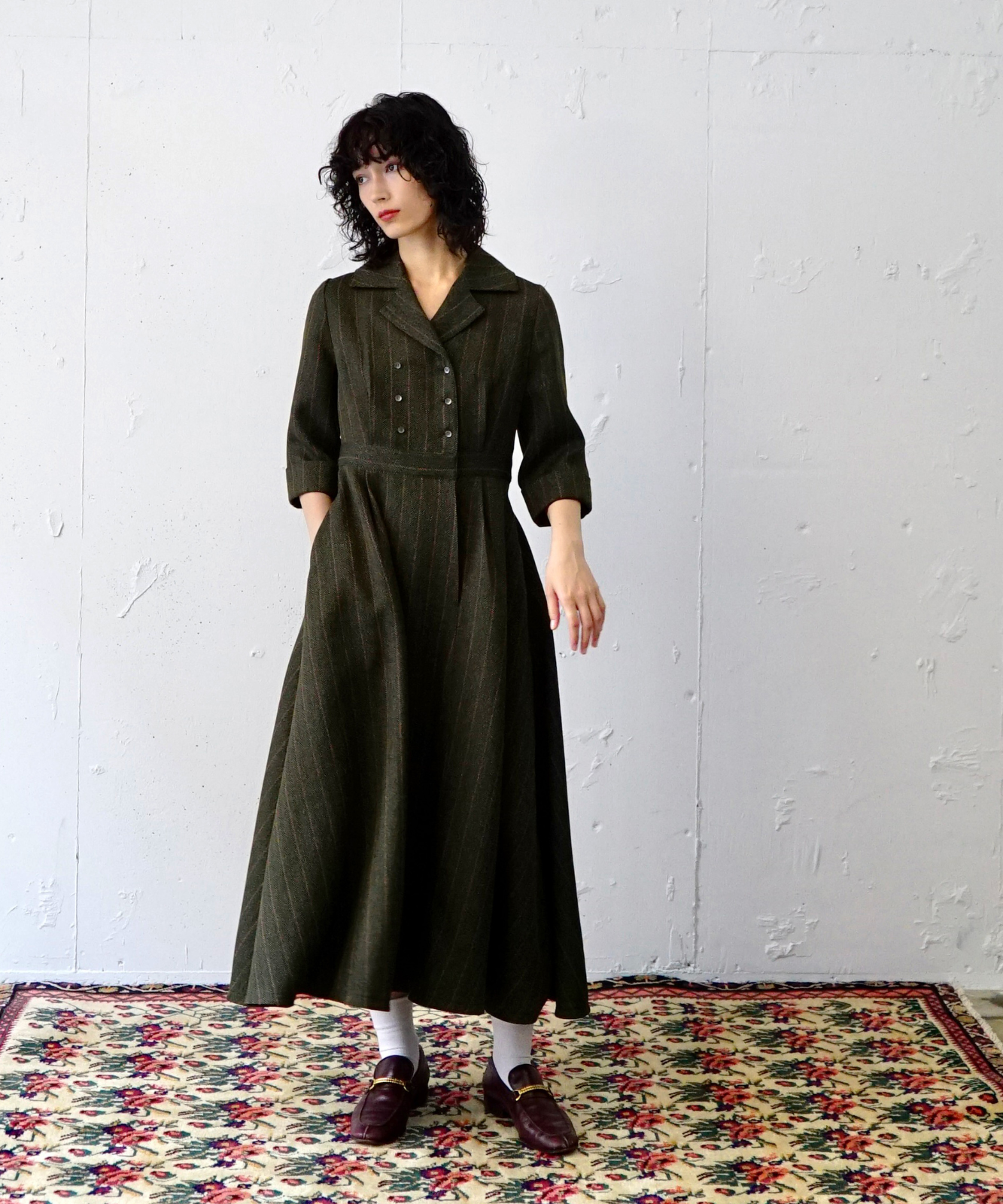 ≪予約販売≫open collar herringbone one piece(オープンカラーヘリンボーンワンピース)≪2023年7月7日13:00販売開始≫≪2023年9月下旬発送予定≫
