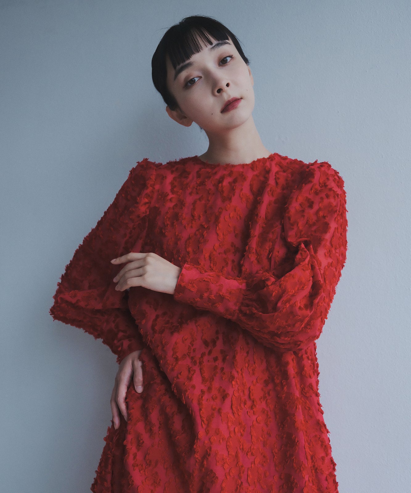 ≪予約販売≫foufou jacquard dress #03 "prep”(ジャカードドレス#03)- レッド -≪2023年7月3日21:00販売開始≫≪2023年10月下旬発送予定≫