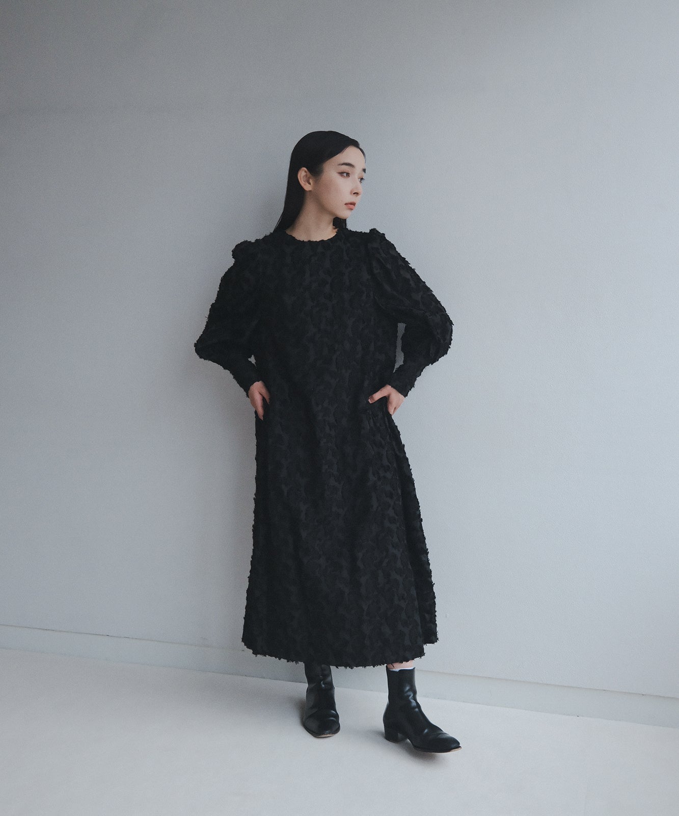 ≪予約販売≫foufou jacquard dress #03 "prep”(ジャカードドレス#03)- ブラック -≪2023年7月3日21:00販売開始≫≪2023年10月下旬発送予定≫