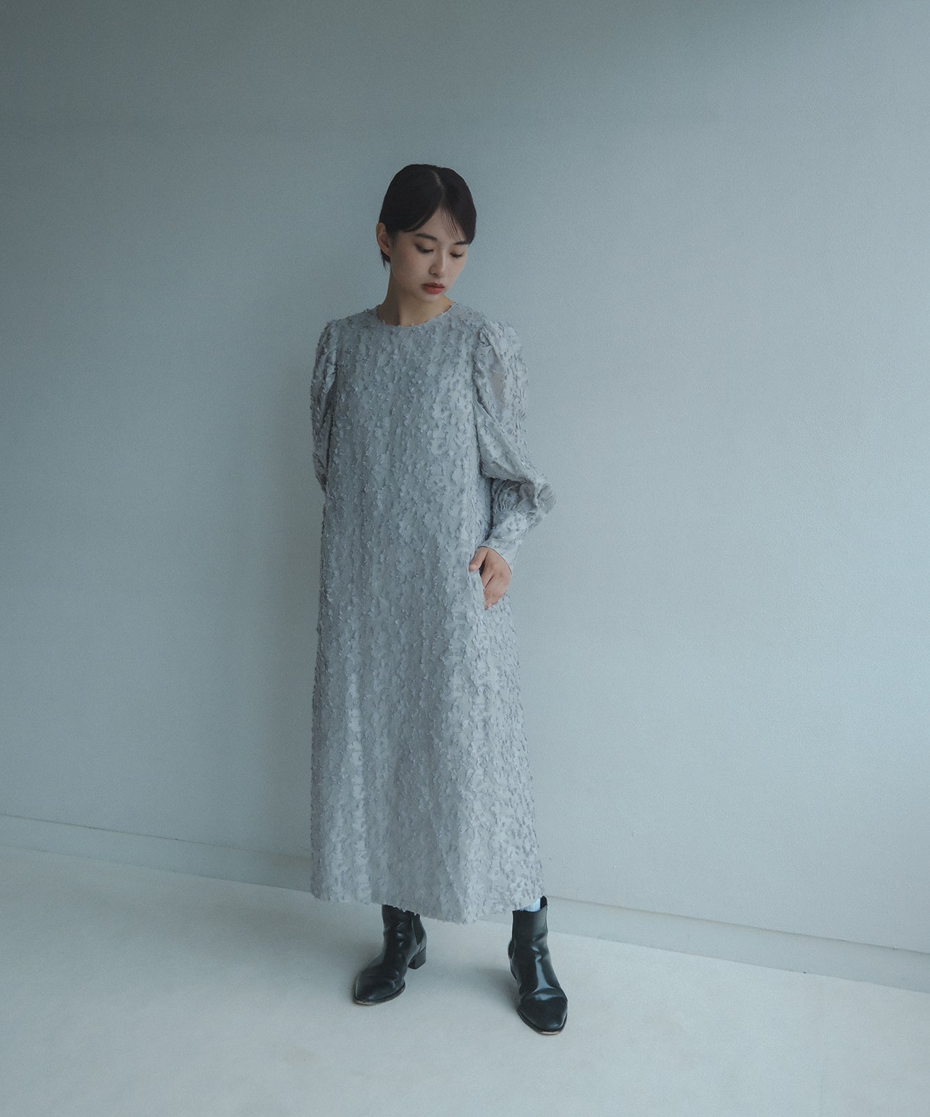≪予約販売≫foufou jacquard dress #03 "prep”(ジャカードドレス#03)- ライトグレー -≪2023年7月3日21:00販売開始≫≪2023年10月下旬発送予定≫