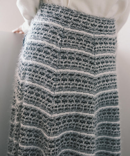 ≪在庫販売≫knit tweed super flare skirt（ニットツイードスーパーフレアスカート）