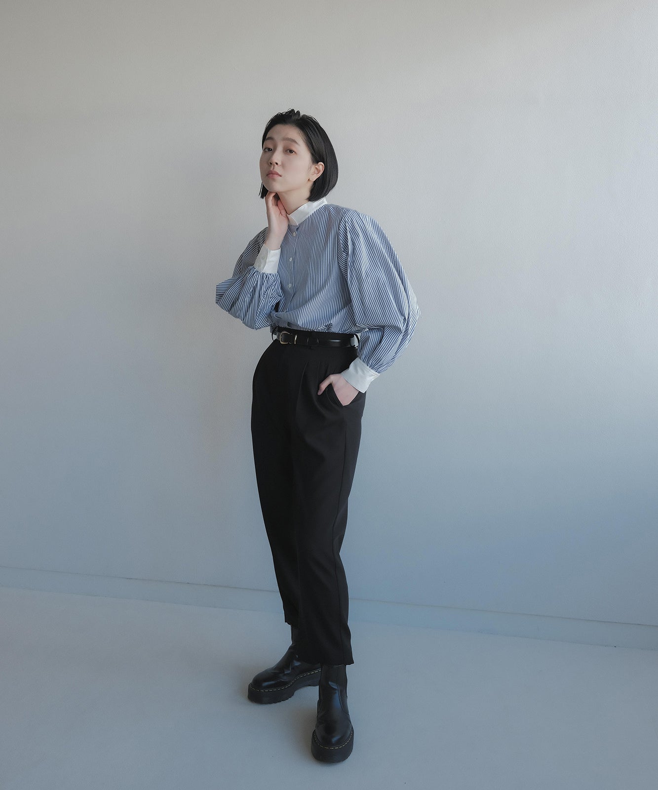 ≪在庫販売≫stand collar cleric shirts(スタンドカラークレリックシャツ)