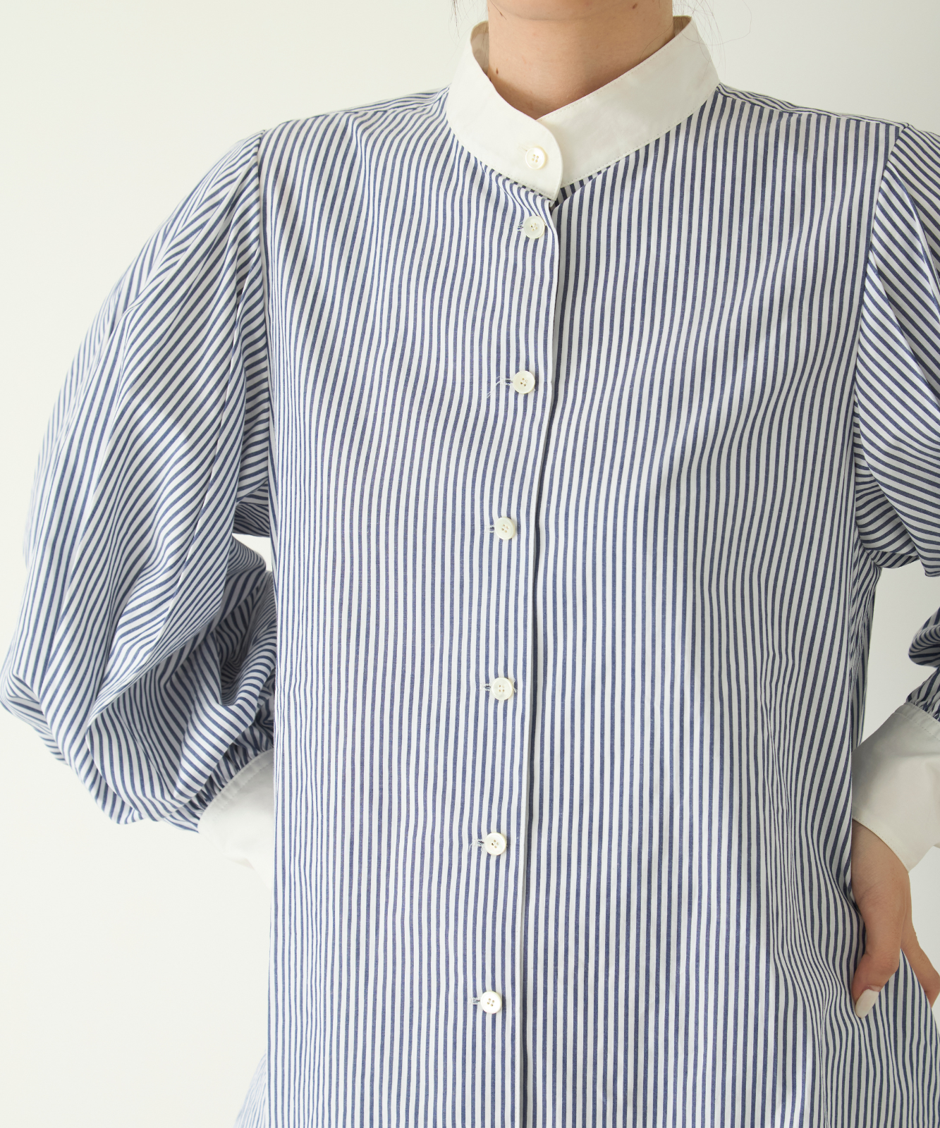 ≪通常販売≫stand collar cleric shirt(スタンドカラークレリックシャツ)