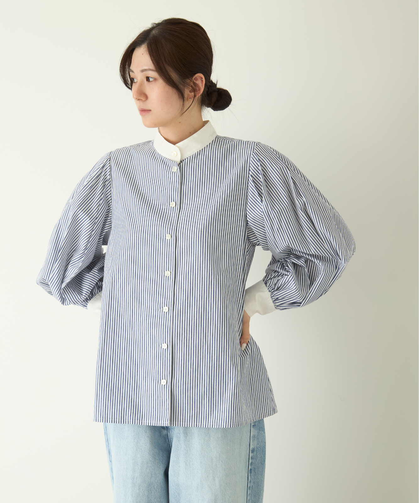 ≪通常販売≫stand collar cleric shirt(スタンドカラークレリックシャツ)