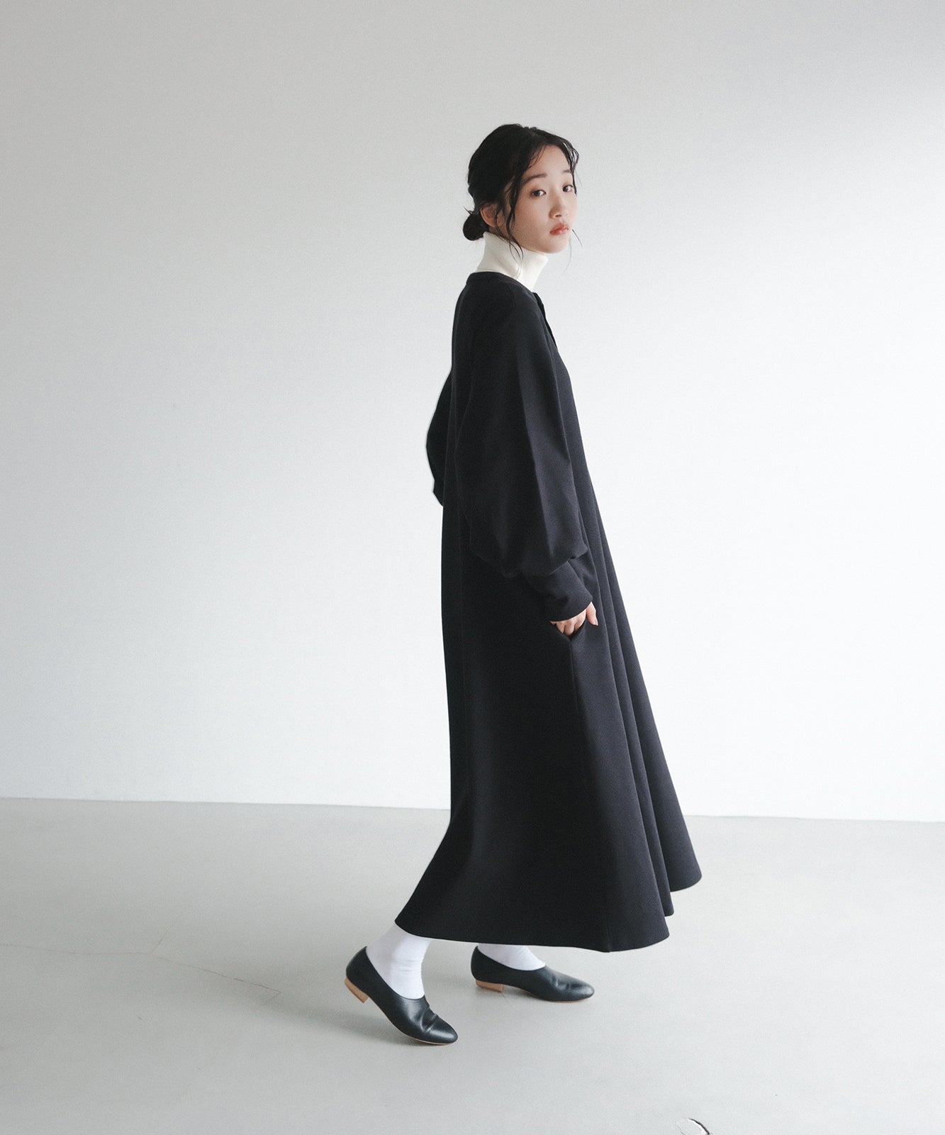 ≪通常販売≫henley neck volume sleeve one piece(ヘンリーネックボリュームスリーブワンピース)