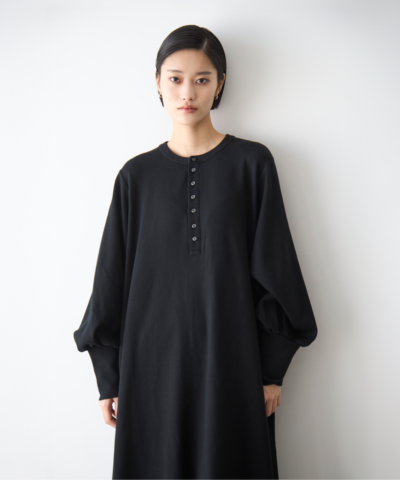 ≪通常販売≫henley neck volume sleeve one piece(ヘンリーネックボリュームスリーブワンピース)