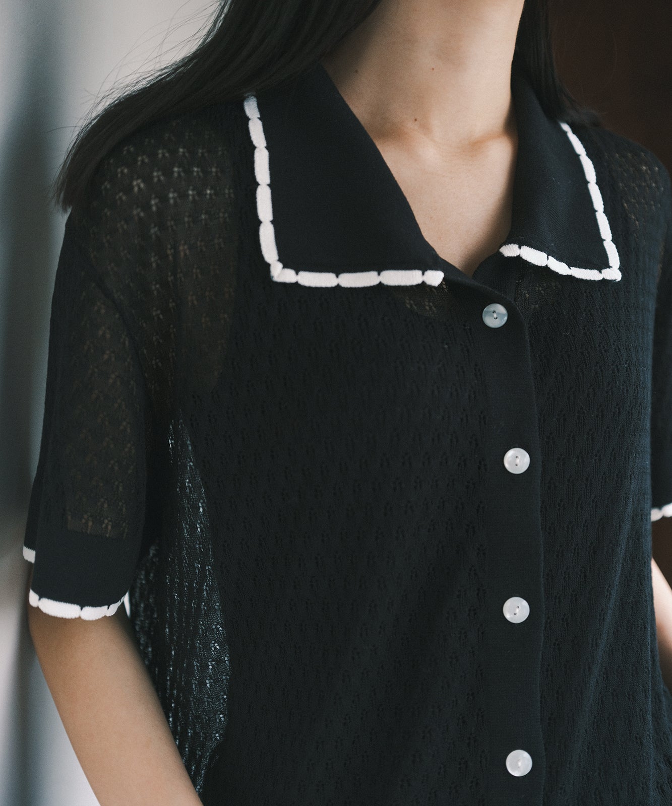 ≪在庫販売≫picot lace cardigan(ピコレースカーディガン)-ブラック- ≪2023年8月1日19:00販売開始≫