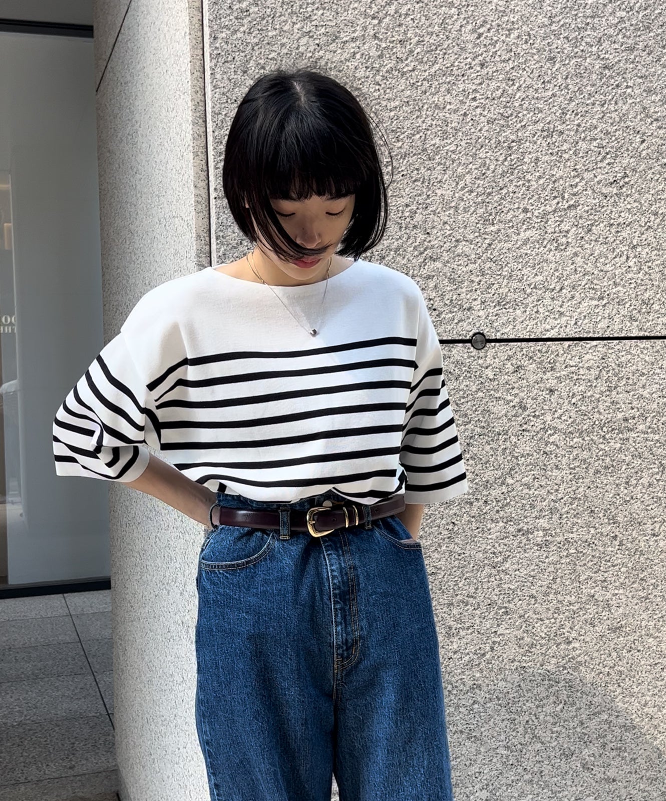 ≪在庫販売≫panel border summer cold knit(パネルボーダーサマーコールドニット)