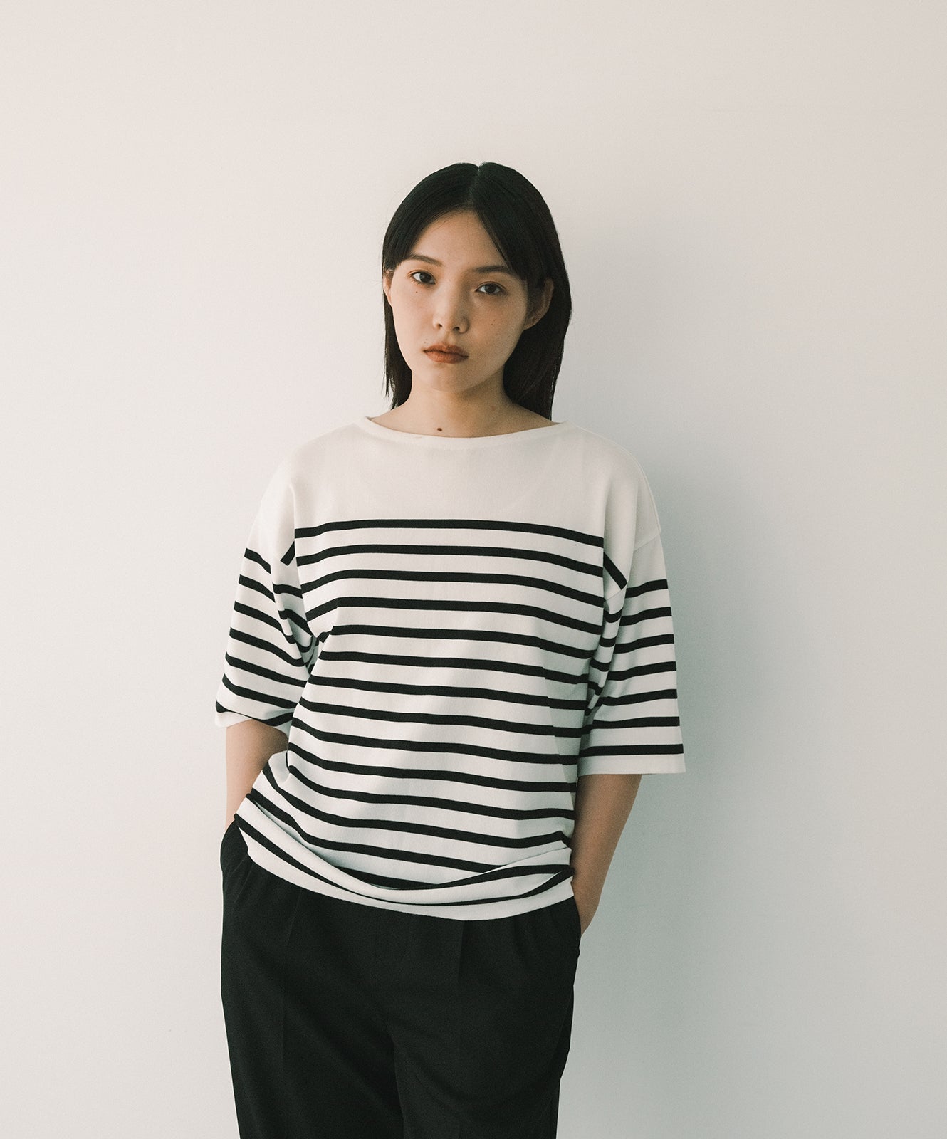 ≪在庫販売≫panel border summer cold knit(パネルボーダーサマーコールドニット)
