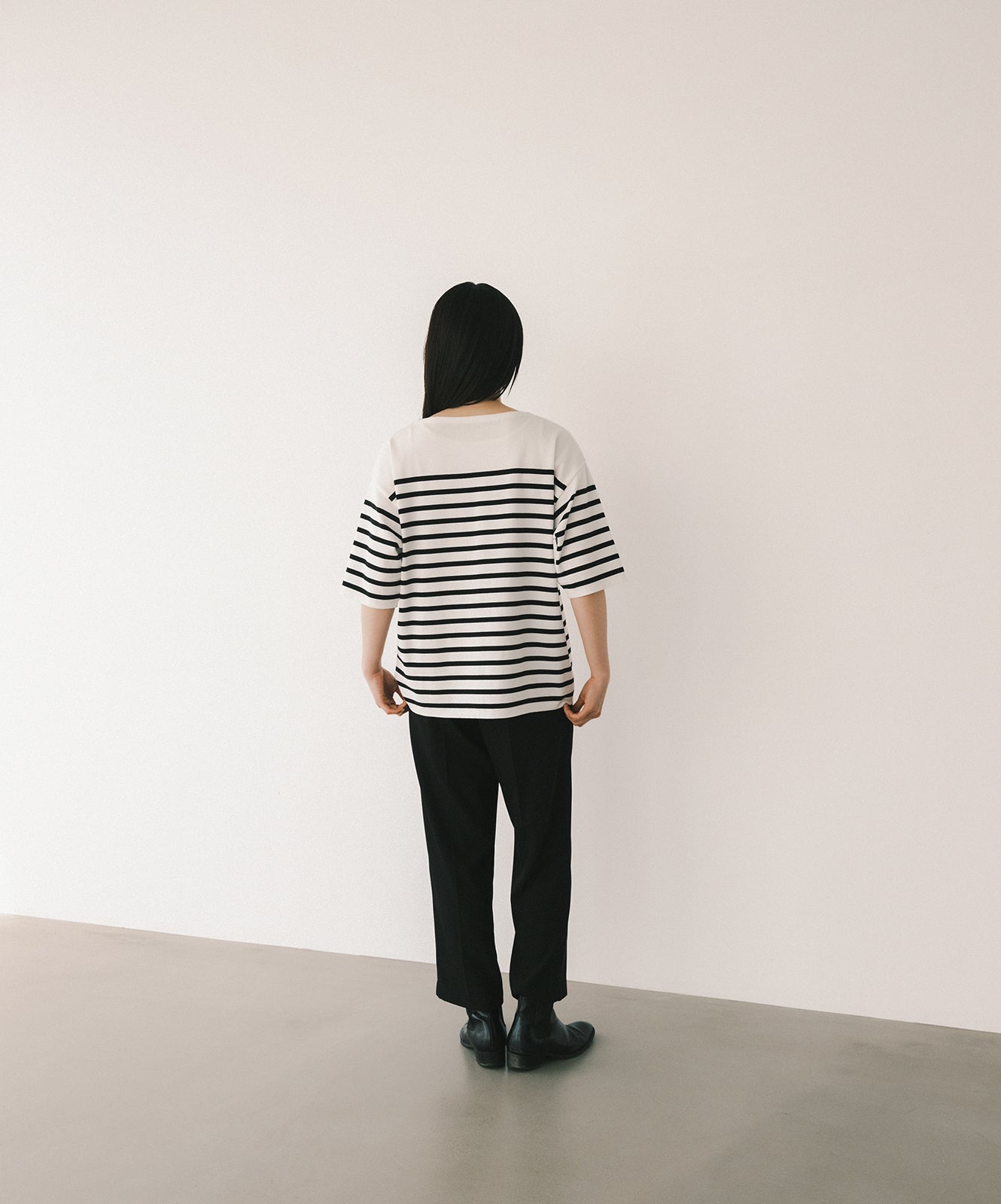 ≪在庫販売≫panel border summer cold knit(パネルボーダーサマーコールドニット)