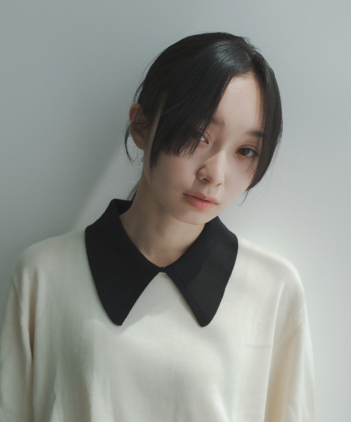 ≪在庫販売≫bi-color knit polo - ivory × black -(short sleeves)≪2023年8月1日19:00販売開始≫