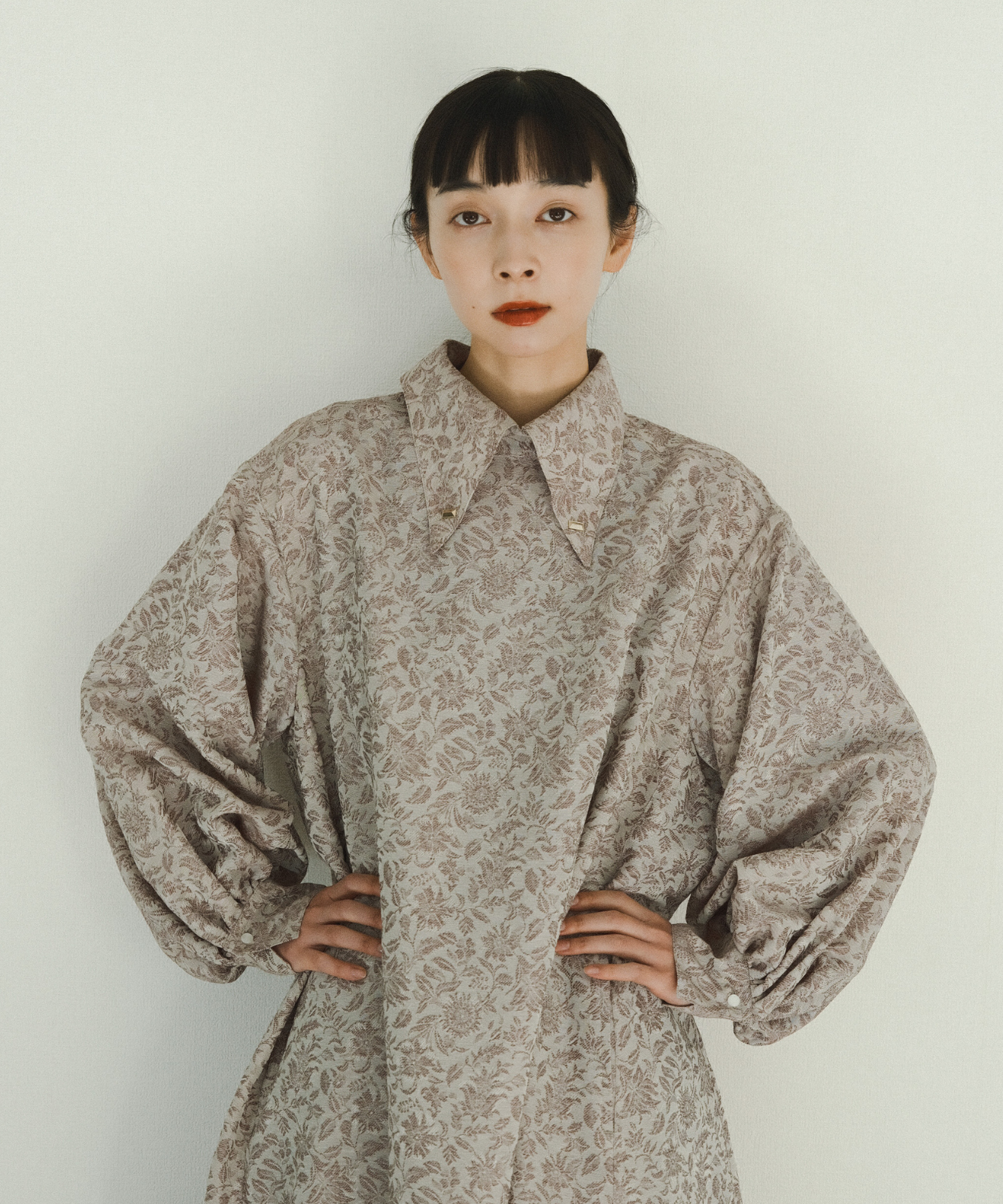 ≪在庫販売≫jacquard button down one piece（ジャカードボタンダウンワンピース）