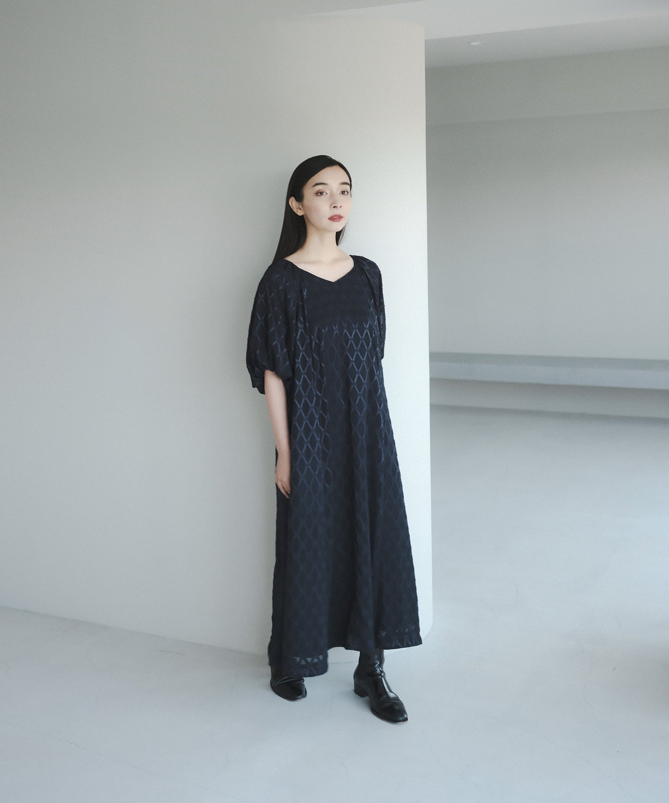 chiffon elegant dress/シフォンオケージョンドレス　ネイビー