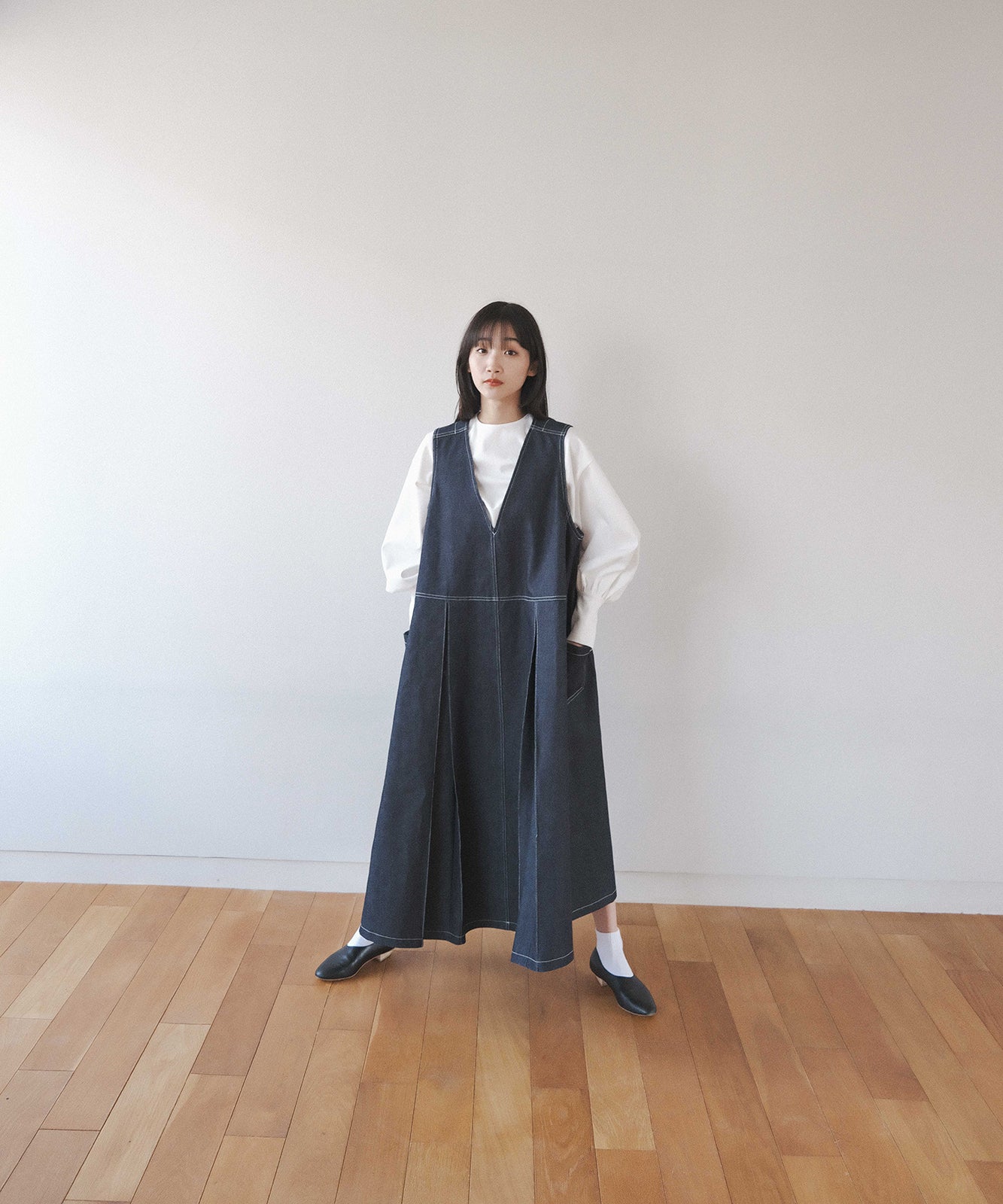 ≪在庫販売≫12.5oz denim jumper skirt（12.5オンス デニムジャンパースカート）