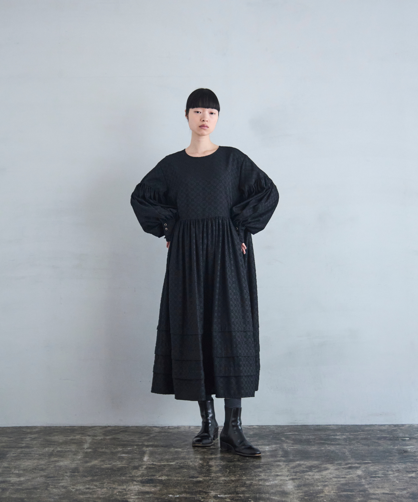 ≪通常販売≫pokopoko jacquard volume one piece(ぽこぽこジャカードボリュームワンピース)