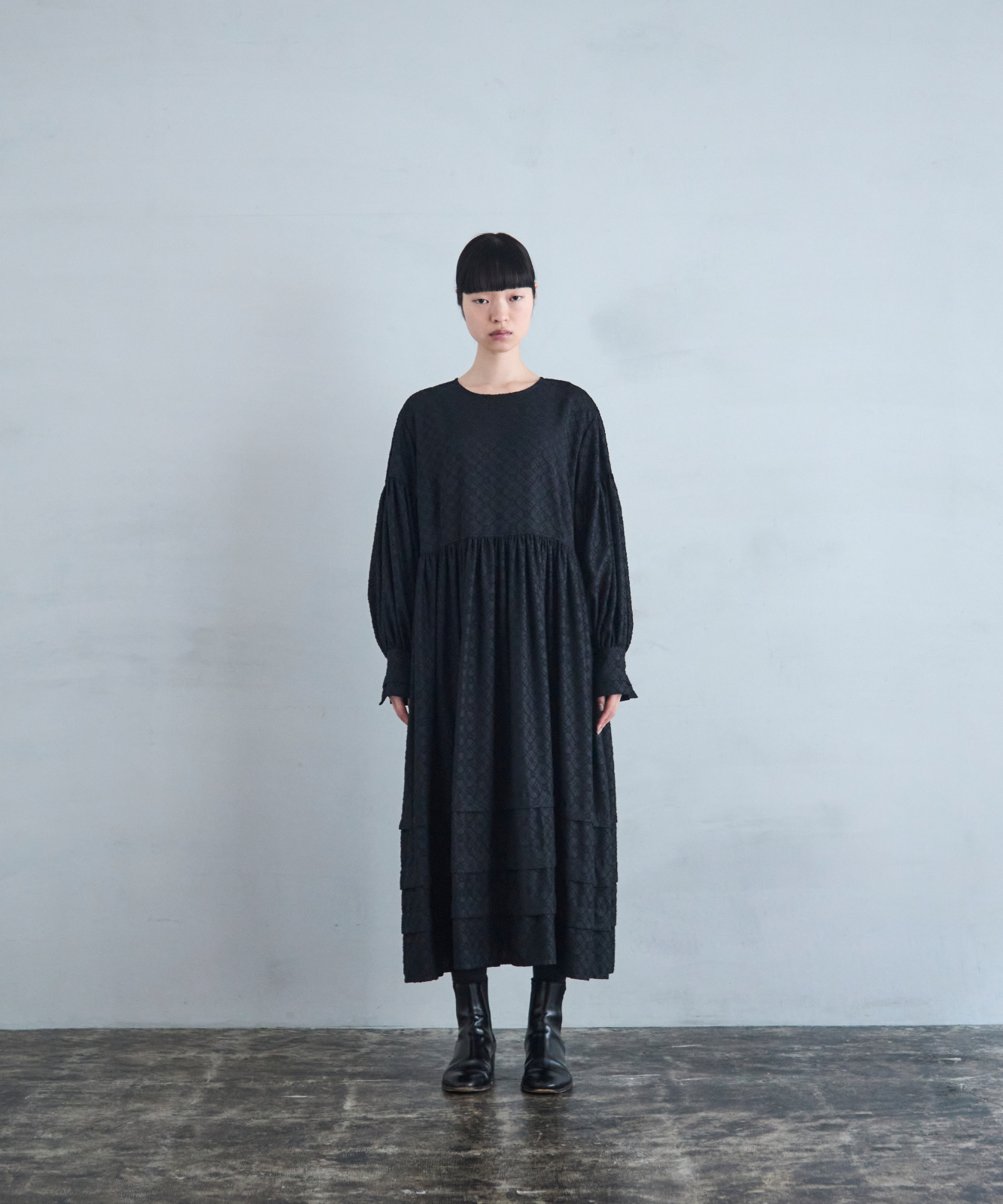 ≪通常販売≫pokopoko jacquard volume one piece(ぽこぽこジャカードボリュームワンピース)