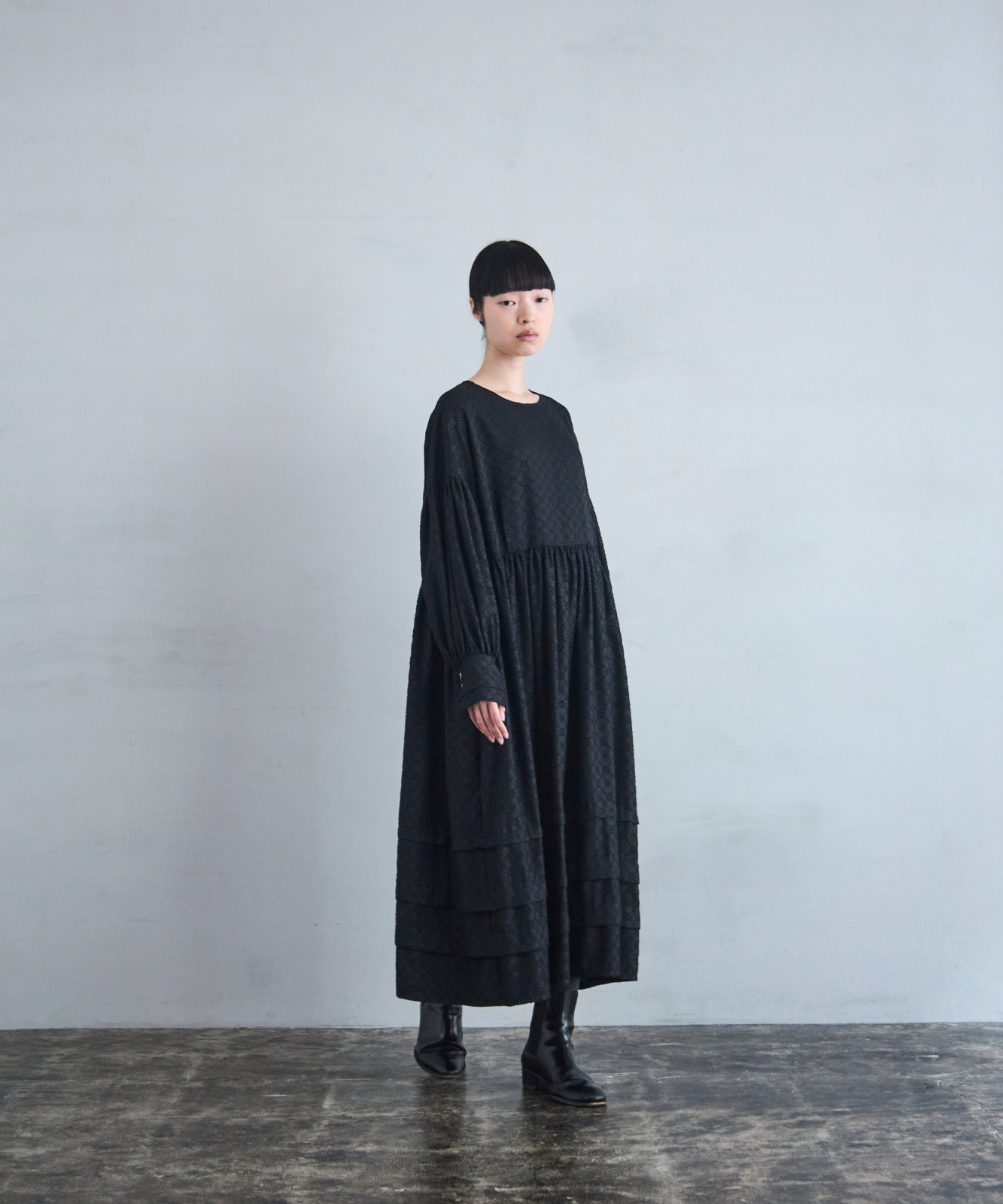 ≪通常販売≫pokopoko jacquard volume one piece(ぽこぽこジャカードボリュームワンピース)