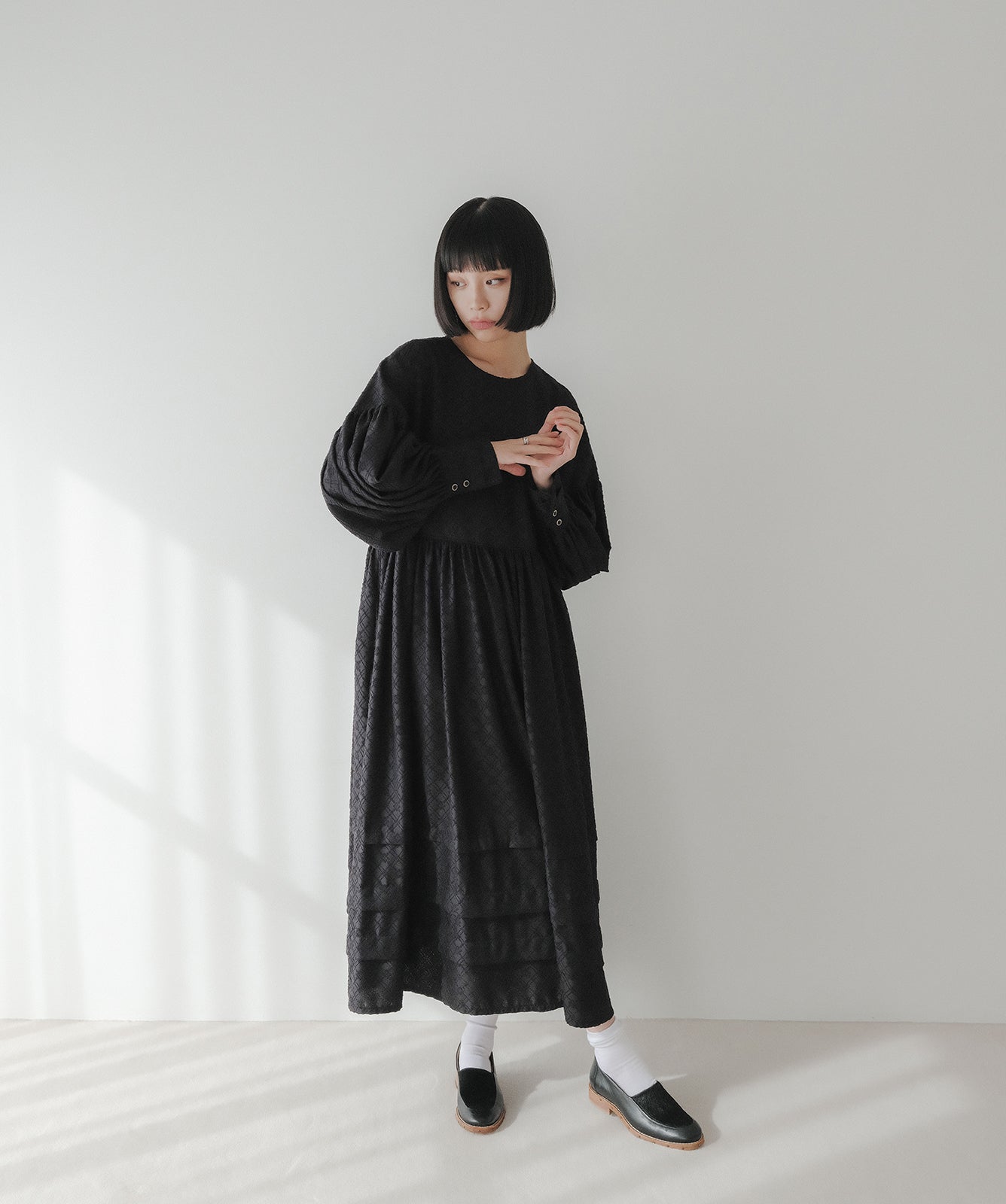 ≪予約販売≫pokopoko jacquard volume one piece(ぽこぽこジャカードボリュームワンピース)≪2023年9月8日15:00販売開始≫≪2023年12月下旬発送予定≫