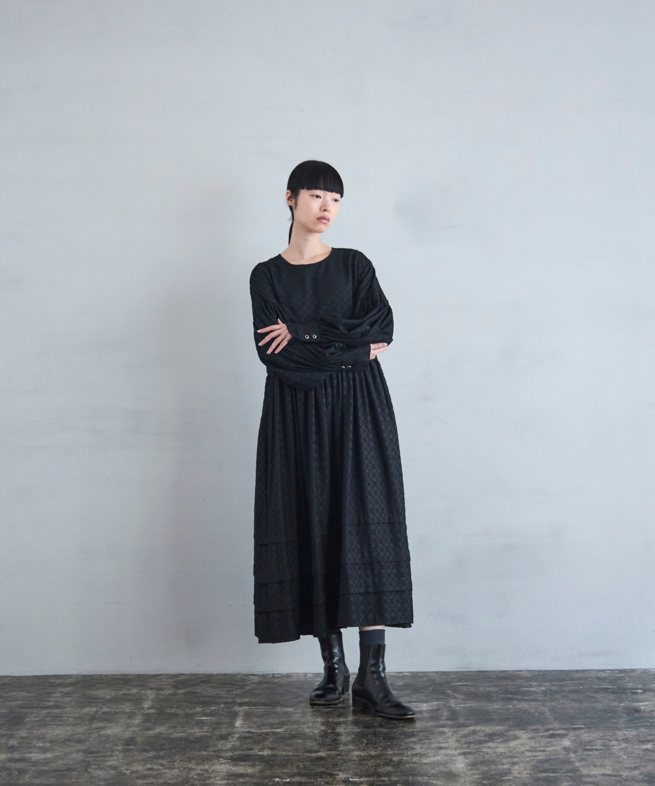 ≪通常販売≫pokopoko jacquard volume one piece(ぽこぽこジャカードボリュームワンピース)