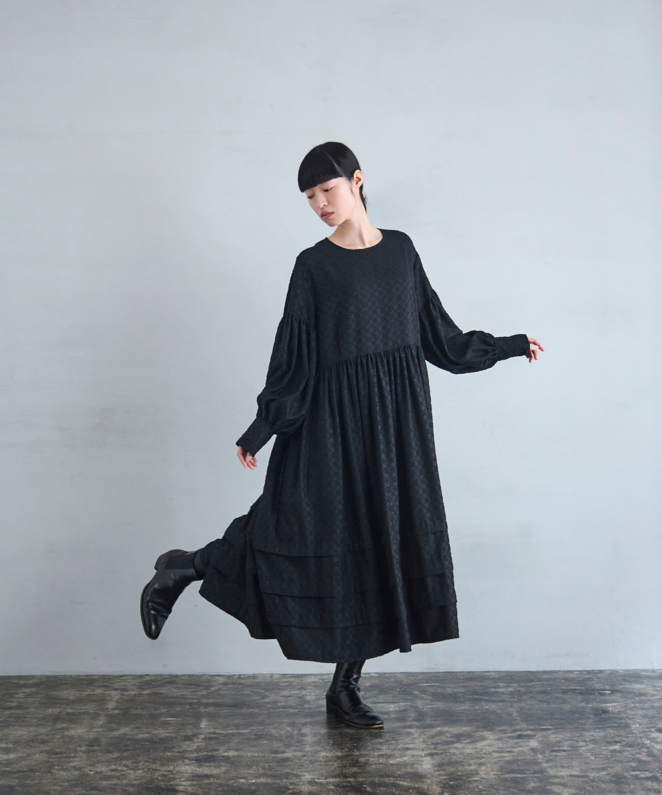 ≪通常販売≫pokopoko jacquard volume one piece(ぽこぽこジャカードボリュームワンピース)