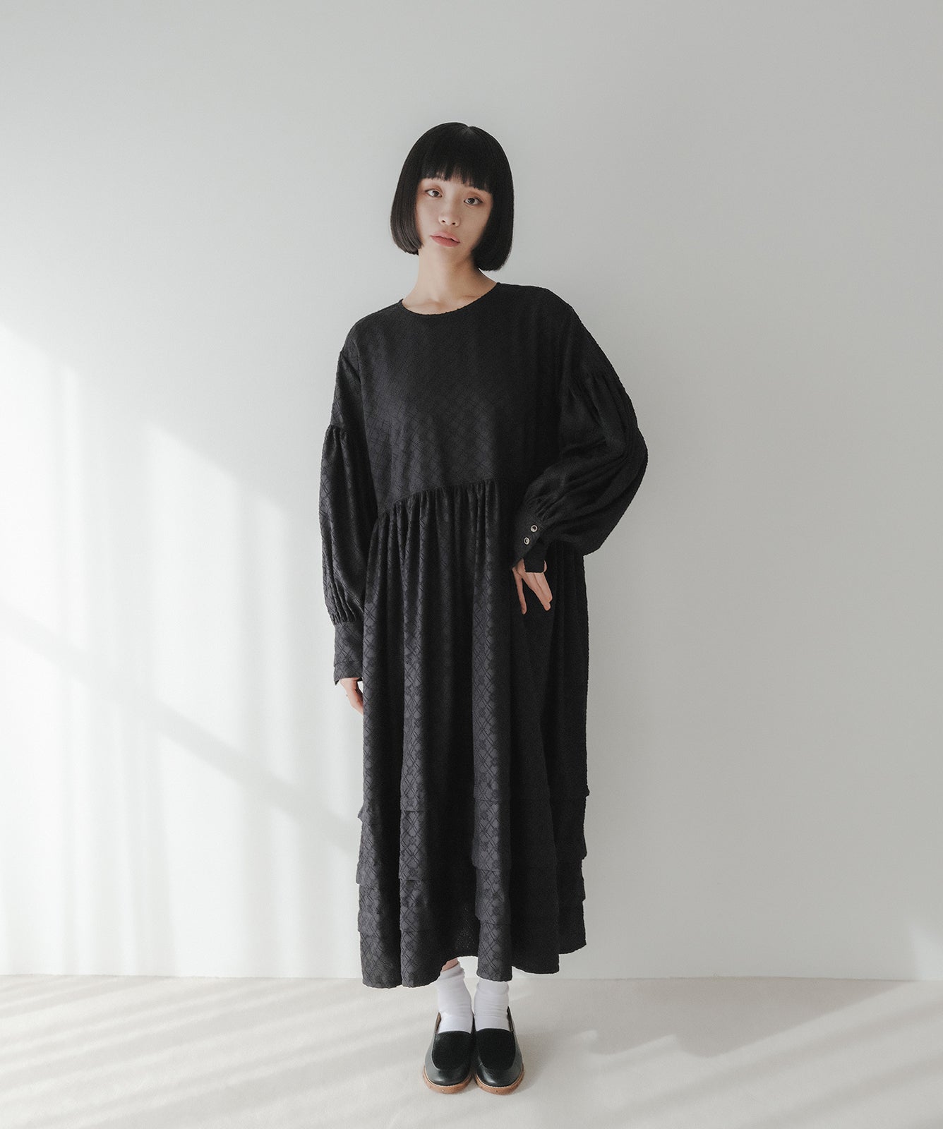 ≪予約販売≫pokopoko jacquard volume one piece(ぽこぽこジャカードボリュームワンピース)≪2023年9月8日15:00販売開始≫≪2023年12月下旬発送予定≫