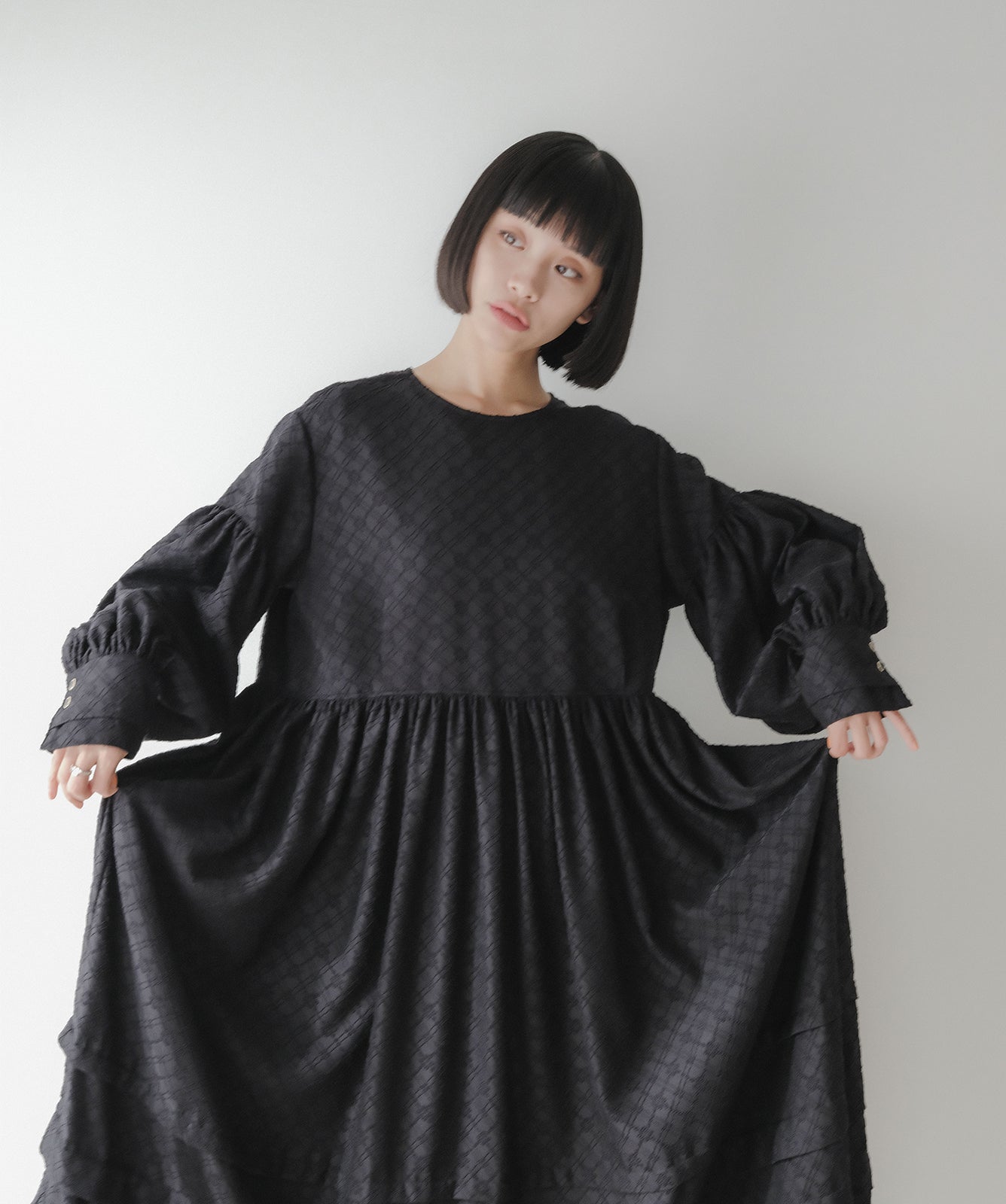 ≪予約販売≫pokopoko jacquard volume one piece(ぽこぽこジャカードボリュームワンピース)≪2023年9月8日15:00販売開始≫≪2023年12月下旬発送予定≫