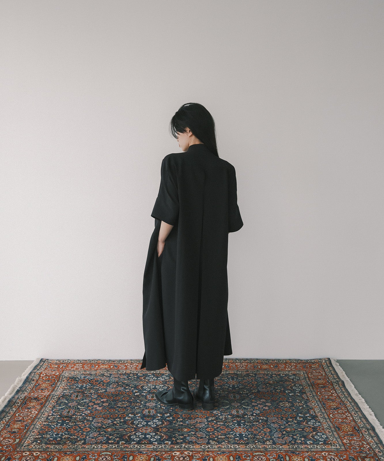 ≪在庫販売≫【THE DRESS #49】stand collar wrap dress(スタンドカラーラップドレス)