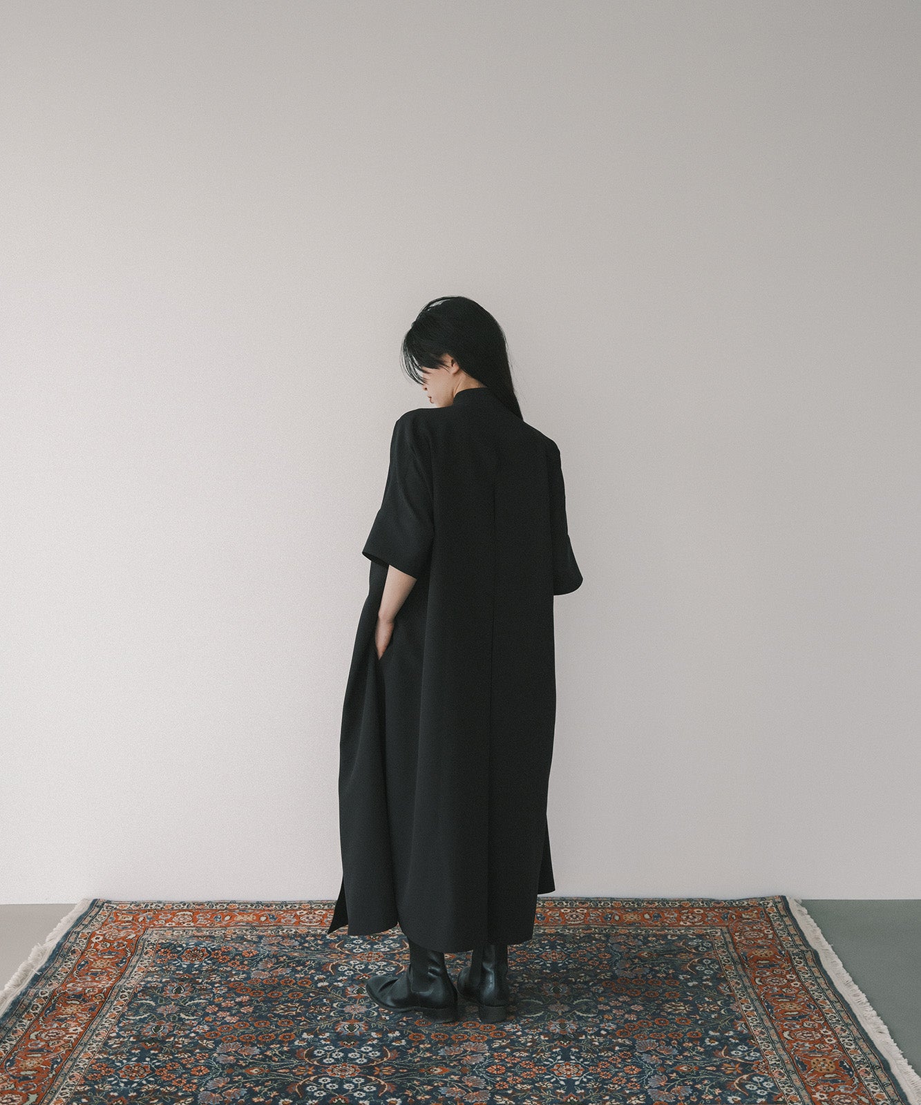 ≪在庫販売≫【THE DRESS #49】stand collar wrap dress(スタンドカラーラップドレス)
