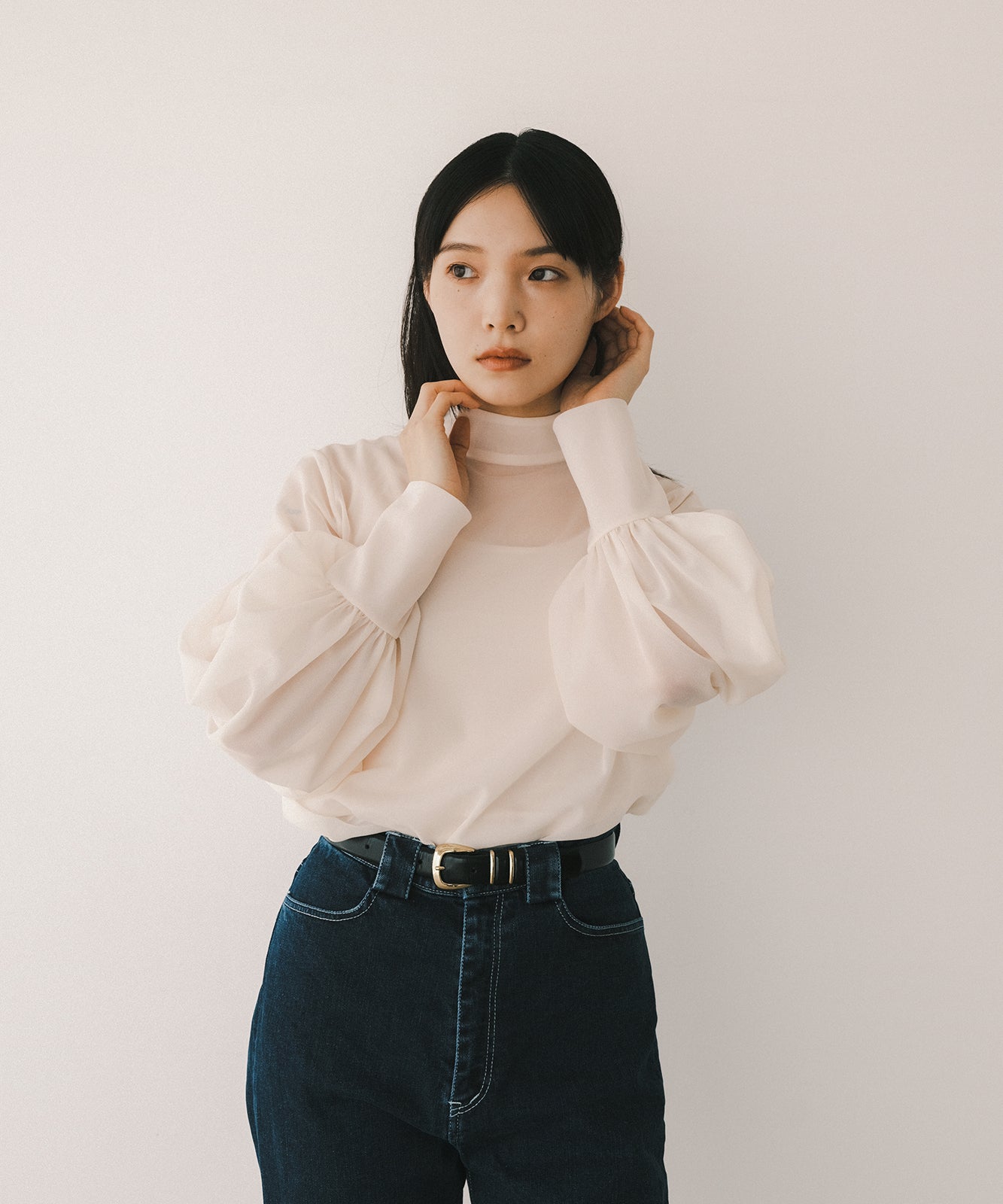 ≪通常販売≫highneck sheer blouse(ハイネックシアーブラウス)