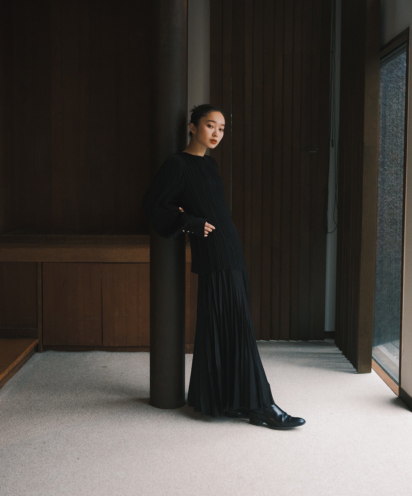 ≪予約販売≫pleats classic blouse(プリーツクラシックブラウス)黒 ≪2023年6月28日21:00販売開始≫≪2023年9月下旬発送予定≫