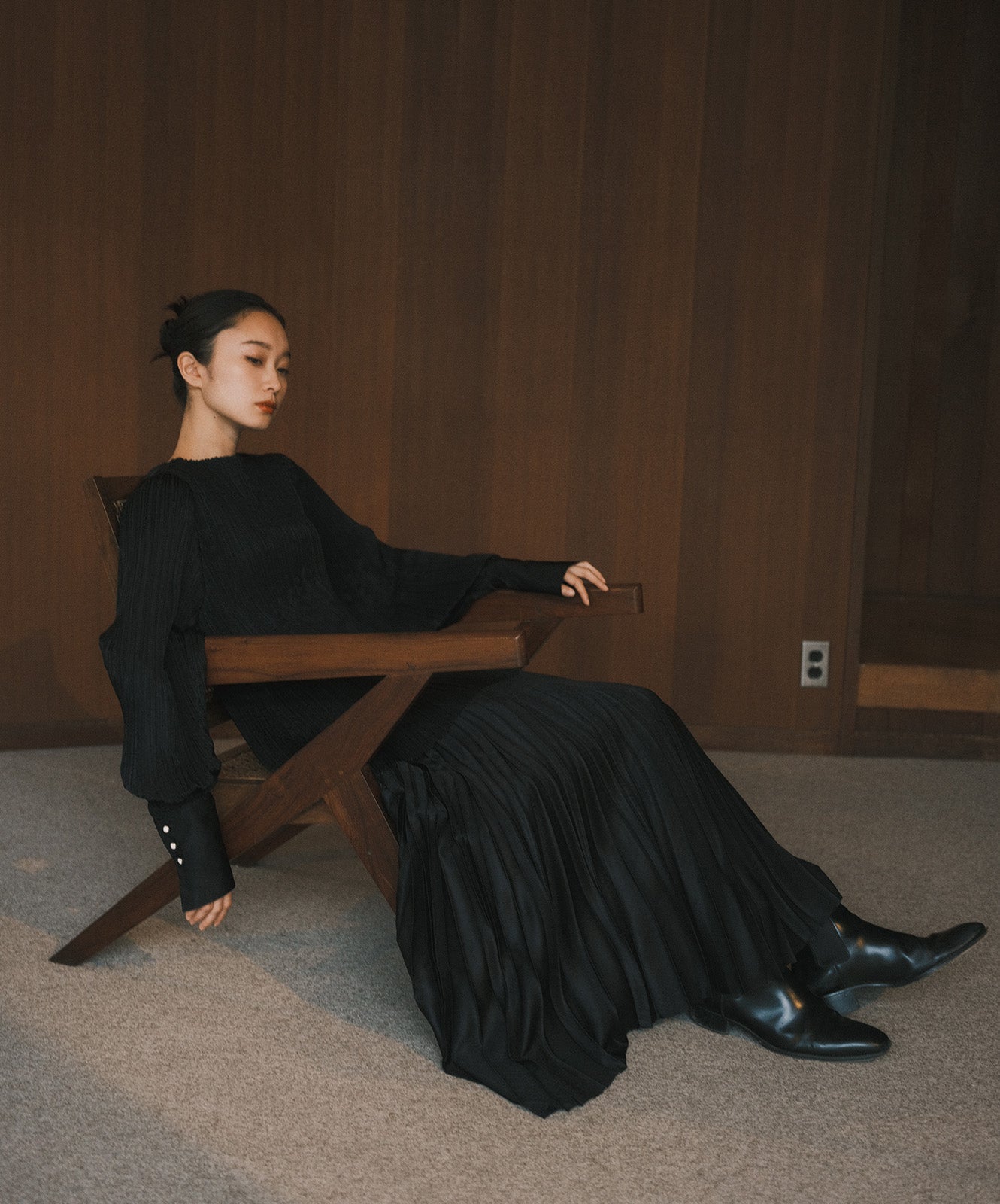 ≪予約販売≫pleats adjust skirt(プリーツアジャストスカート)黒≪2023年6月28日21:00販売開始≫≪2023年9月下旬発送予定≫