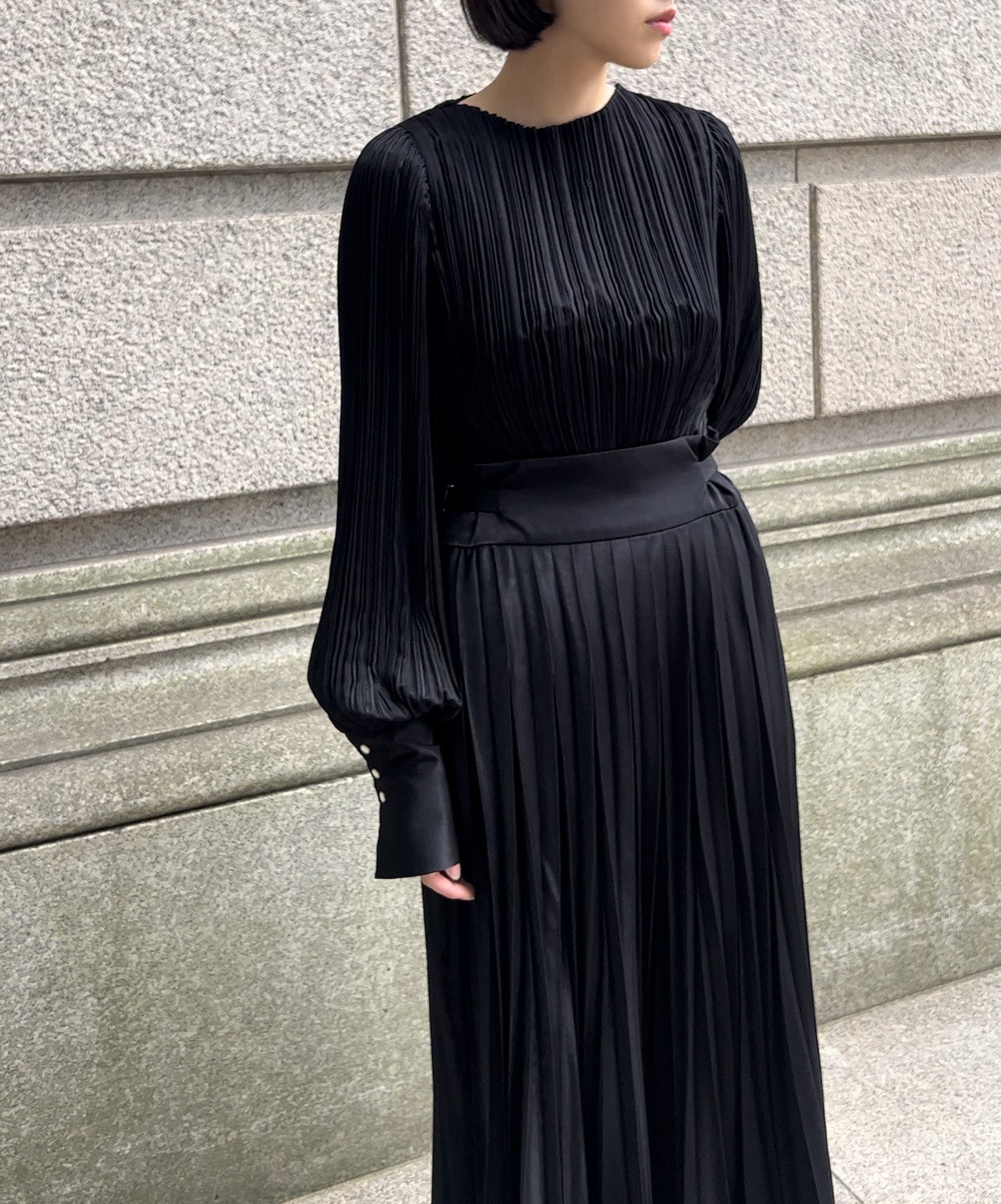 ≪予約販売≫pleats adjust skirt(プリーツアジャストスカート)黒≪2023年6月28日21:00販売開始≫≪2023年9月下旬発送予定≫