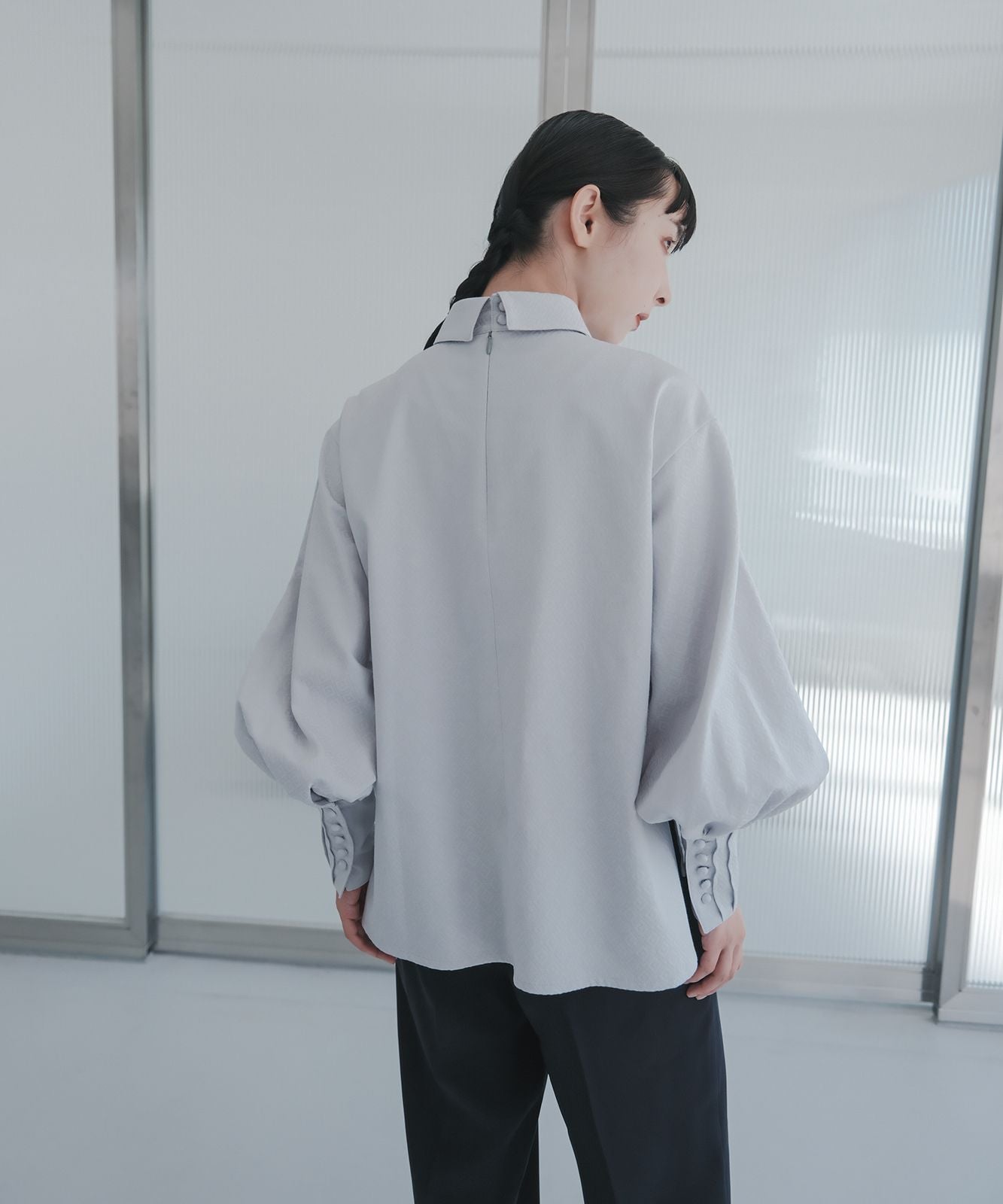 ≪予約販売≫shirts collar jacquard blouse(シャツカラージャカードブラウス)≪2023年8月23日19:00販売開始≫≪2023年11月下旬発送予定≫