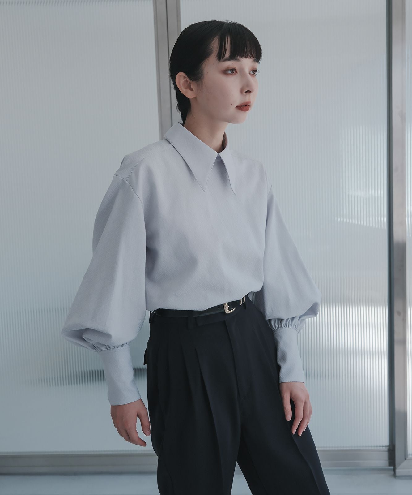 ≪予約販売≫shirts collar jacquard blouse(シャツカラージャカードブラウス)≪2023年8月23日19:00販売開始≫≪2023年11月下旬発送予定≫