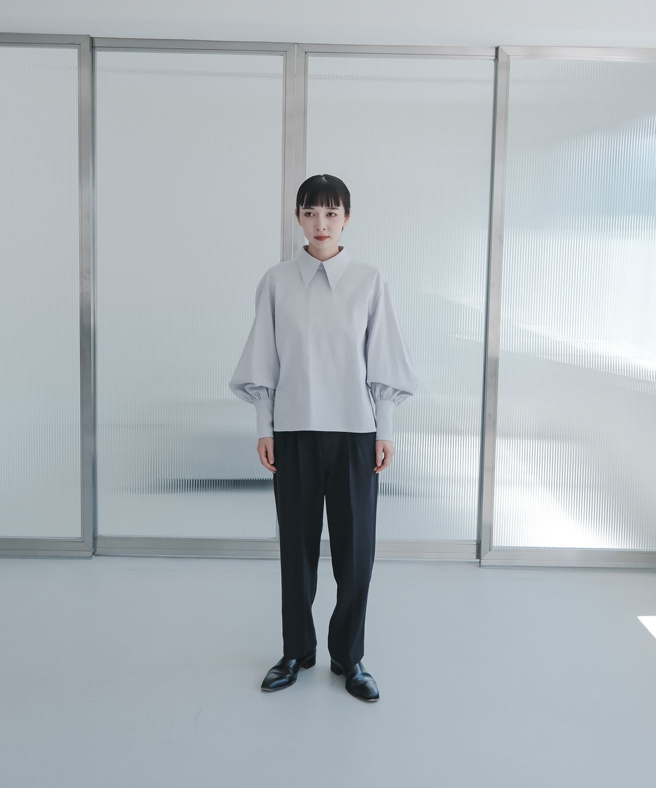 ≪予約販売≫shirts collar jacquard blouse(シャツカラージャカードブラウス)≪2023年8月23日19:00販売開始≫≪2023年11月下旬発送予定≫