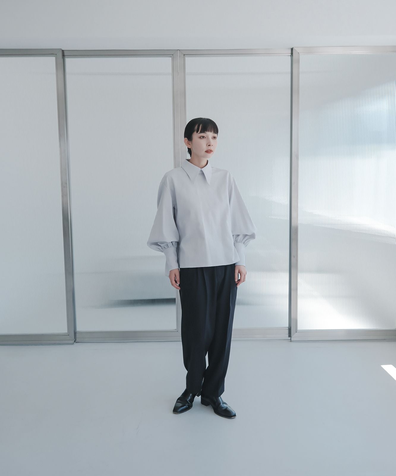 ≪予約販売≫shirts collar jacquard blouse(シャツカラージャカードブラウス)≪2023年8月23日19:00販売開始≫≪2023年11月下旬発送予定≫