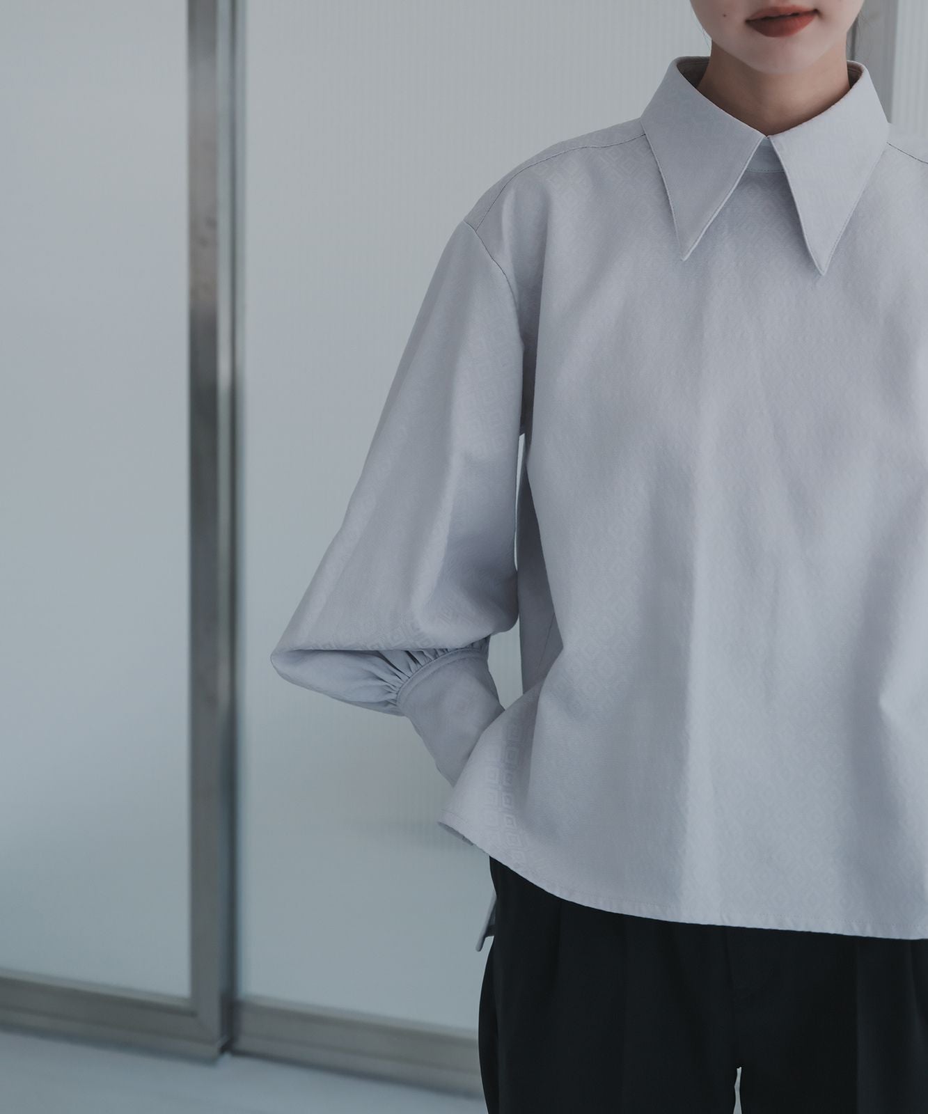 ≪予約販売≫shirts collar jacquard blouse(シャツカラージャカードブラウス)≪2023年8月23日19:00販売開始≫≪2023年11月下旬発送予定≫