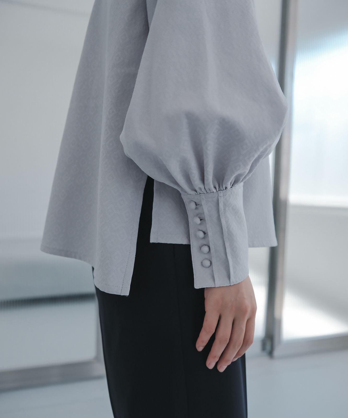 ≪予約販売≫shirts collar jacquard blouse(シャツカラージャカードブラウス)≪2023年8月23日19:00販売開始≫≪2023年11月下旬発送予定≫