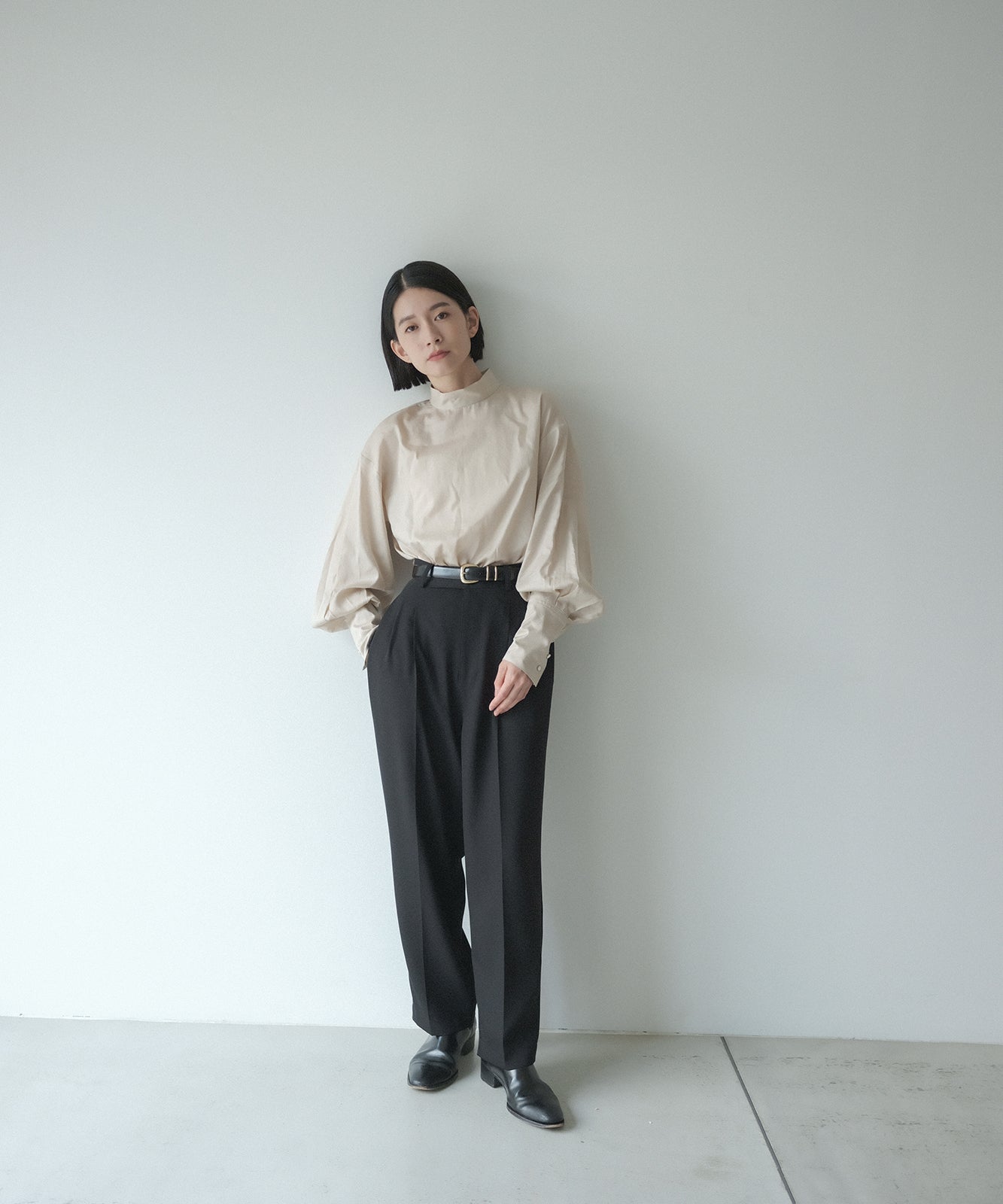 ≪予約販売≫high neck dress shirts -sode powan-(ハイネックドレスシャツ - 袖ぽわん -)≪2023年7月19日21:00販売開始≫≪2023年9月下旬発送予定≫