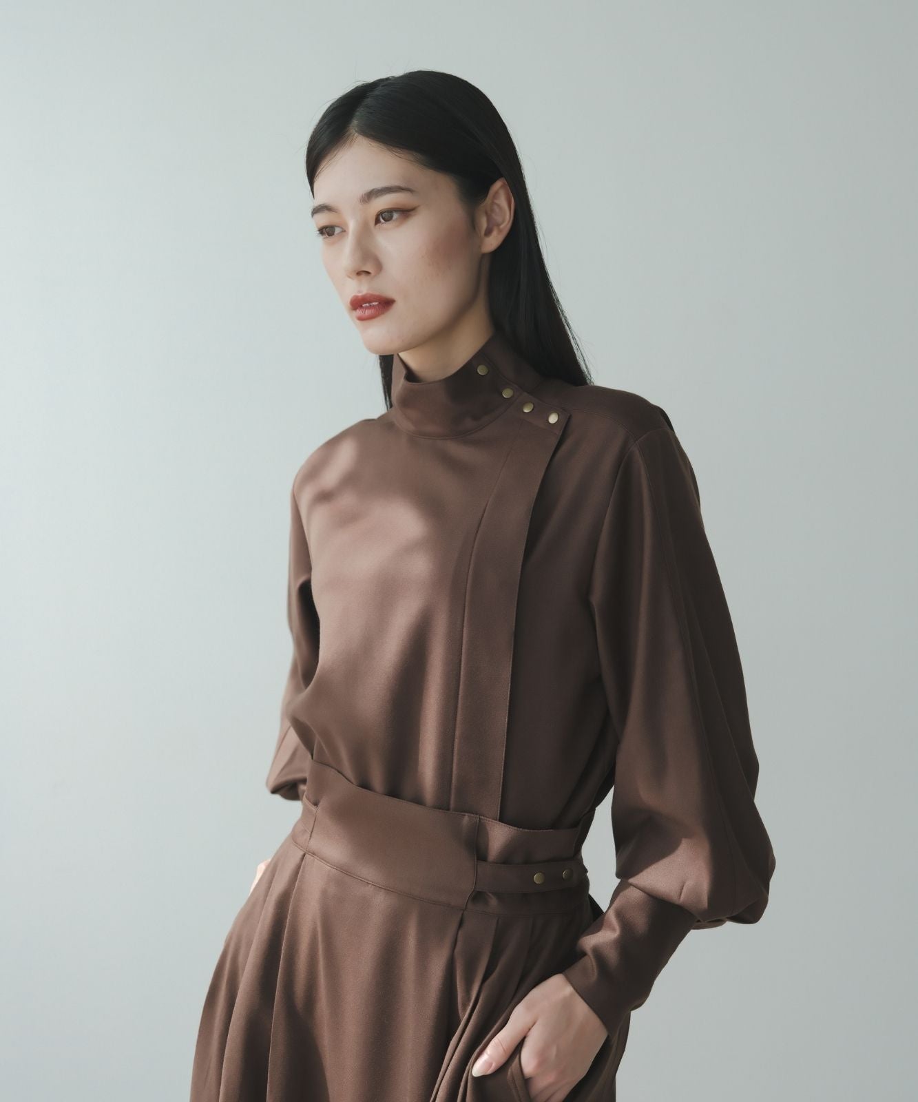 ≪予約販売≫high neck primitive flap blouse - long sleeve -(ハイネックプリミティブフラップブラウス -ロングスリーブ-)≪2023年11月6日15:00販売開始≫≪2024年1月下旬以降発送予定≫
