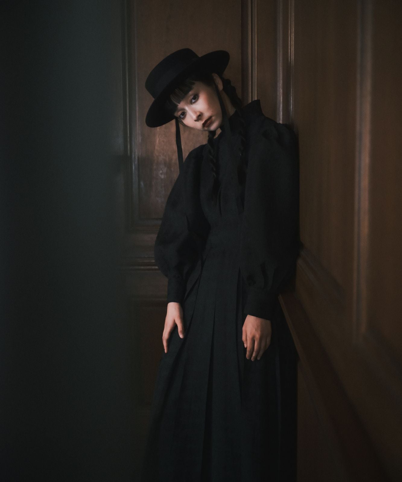 ≪通常販売≫【THE DRESS #50】high neck tuck jacquard onepiece(ハイネックタックジャカードワンピース)