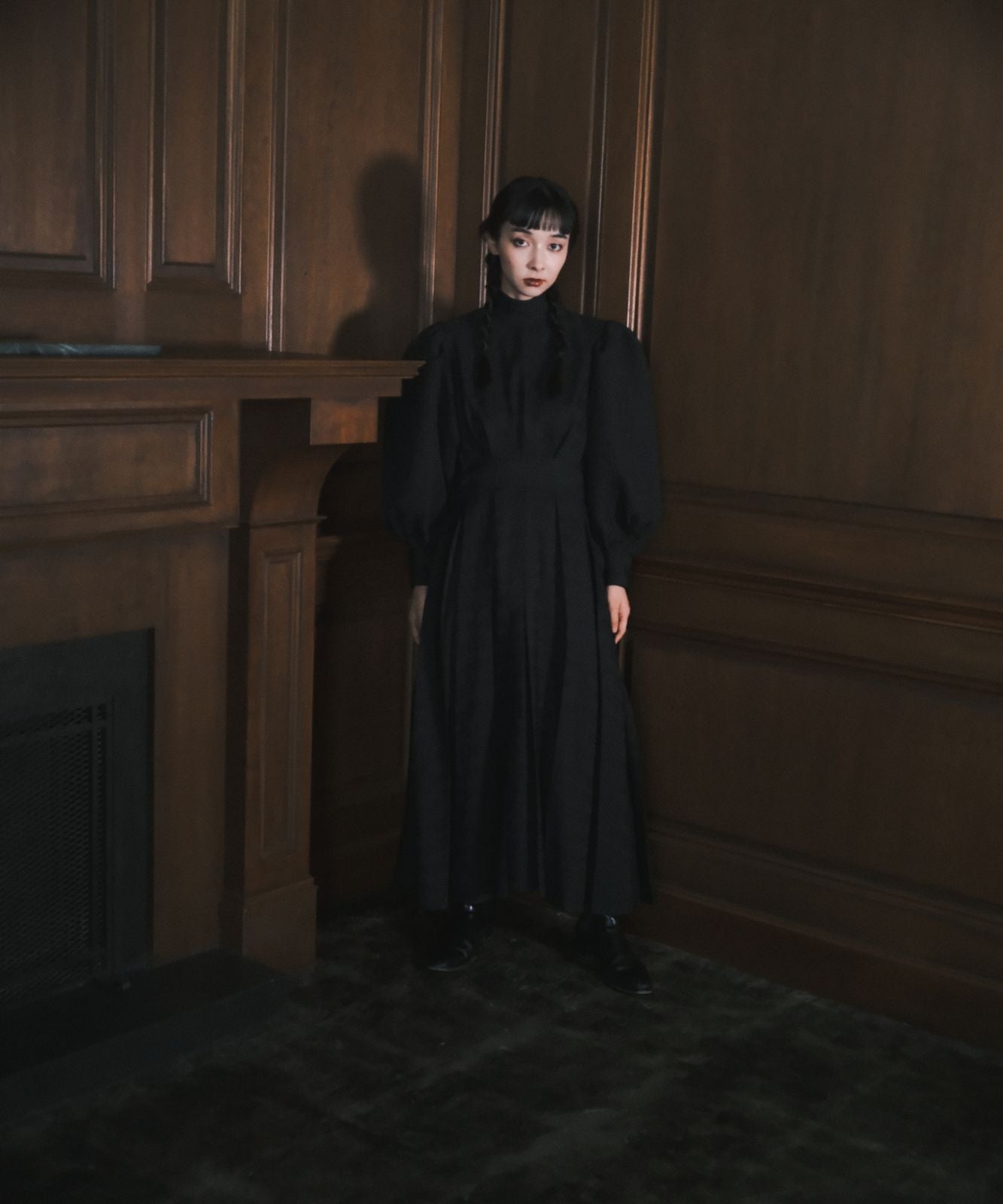 ≪通常販売≫【THE DRESS #50】high neck tuck jacquard onepiece(ハイネックタックジャカードワンピース)