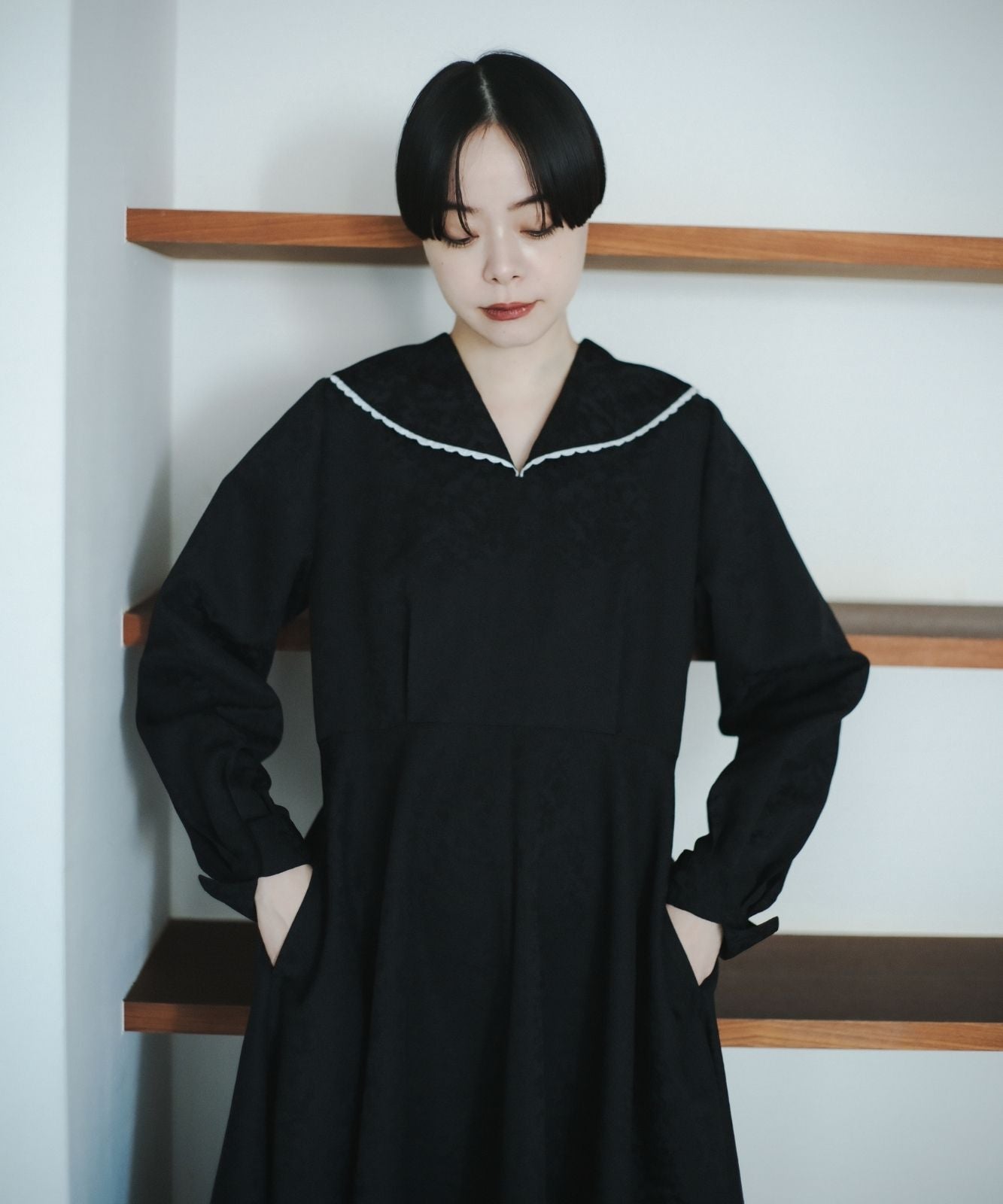 ≪予約販売≫【THE DRESS #52】big lace collar jacquard dress(ビッグレースカラージャカードドレス)≪2023年10月2日15:00販売開始≫≪2024年1月下旬以降発送予定≫