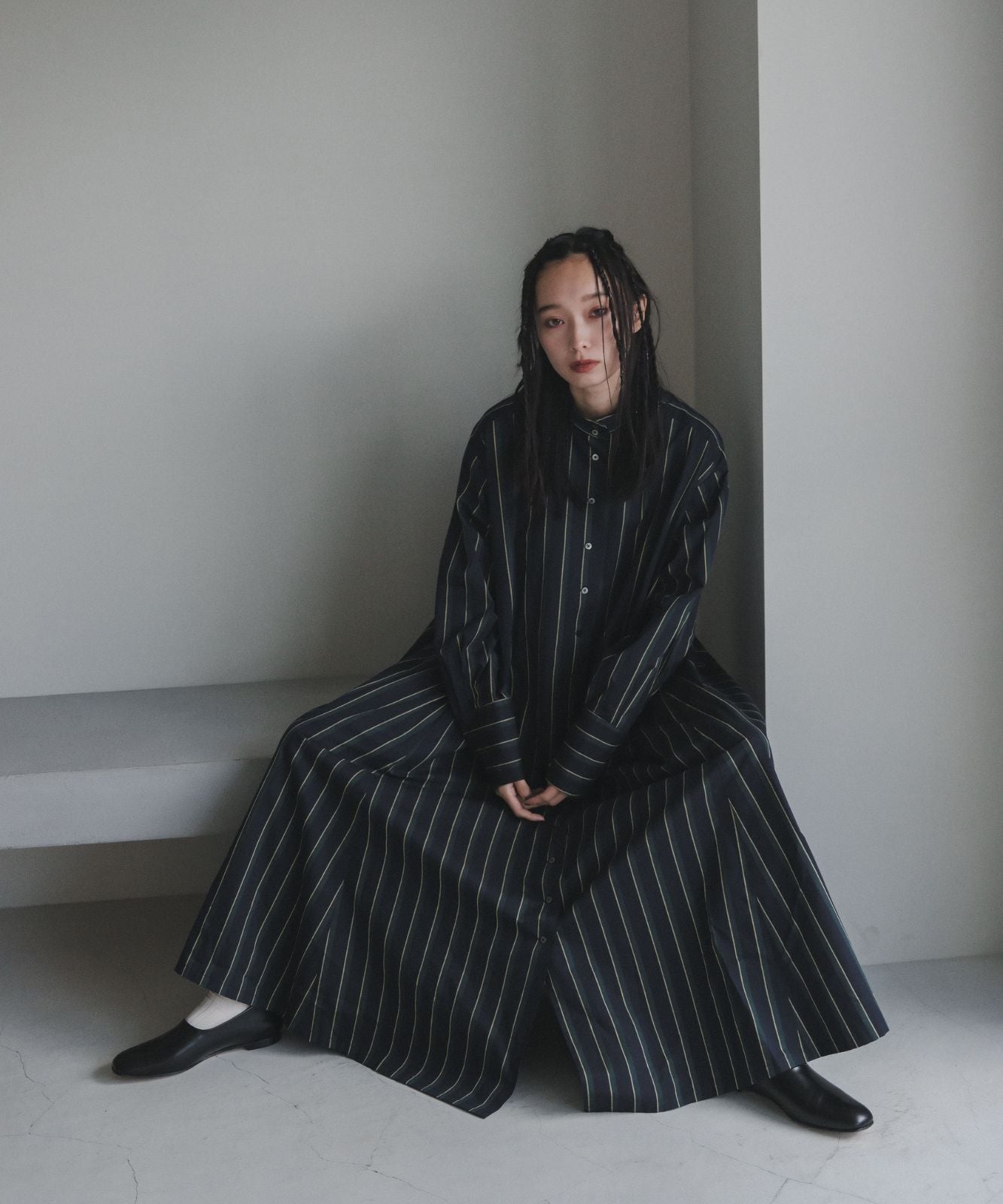 ≪予約販売≫british green stripe onepiece(ブリティッシュグリーンストライプワンピース)≪2023年8月30日15:00販売開始≫≪2023年11月上旬発送予定≫